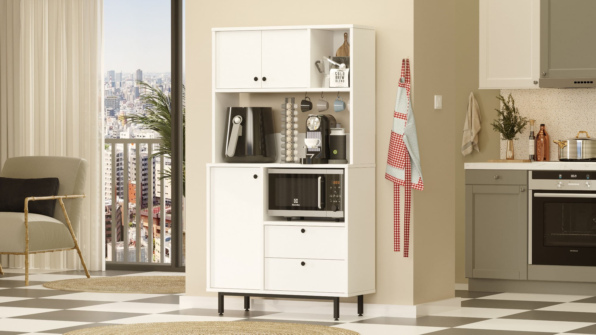 Dulap multifunctional, Hanah Home, pal melaminat, alb, 88x35.5x161.2 cm — imaginea 4