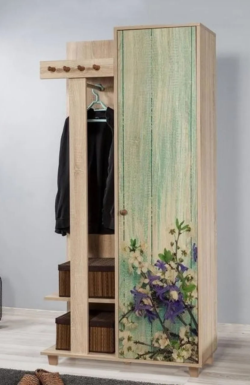 Cuier hol, Hanah Home, pal melaminat, stejar sonoma, 90x36x192 cm — imaginea 2