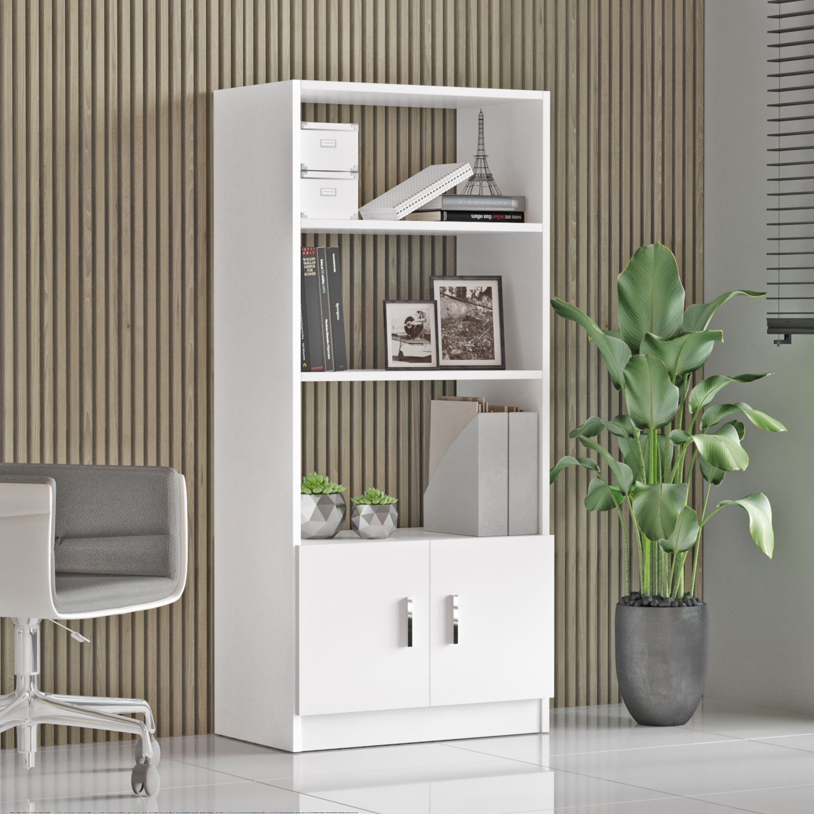 Set mobilier birou, Hanah Home, panou aglomerat melaminat, alb — imaginea 2