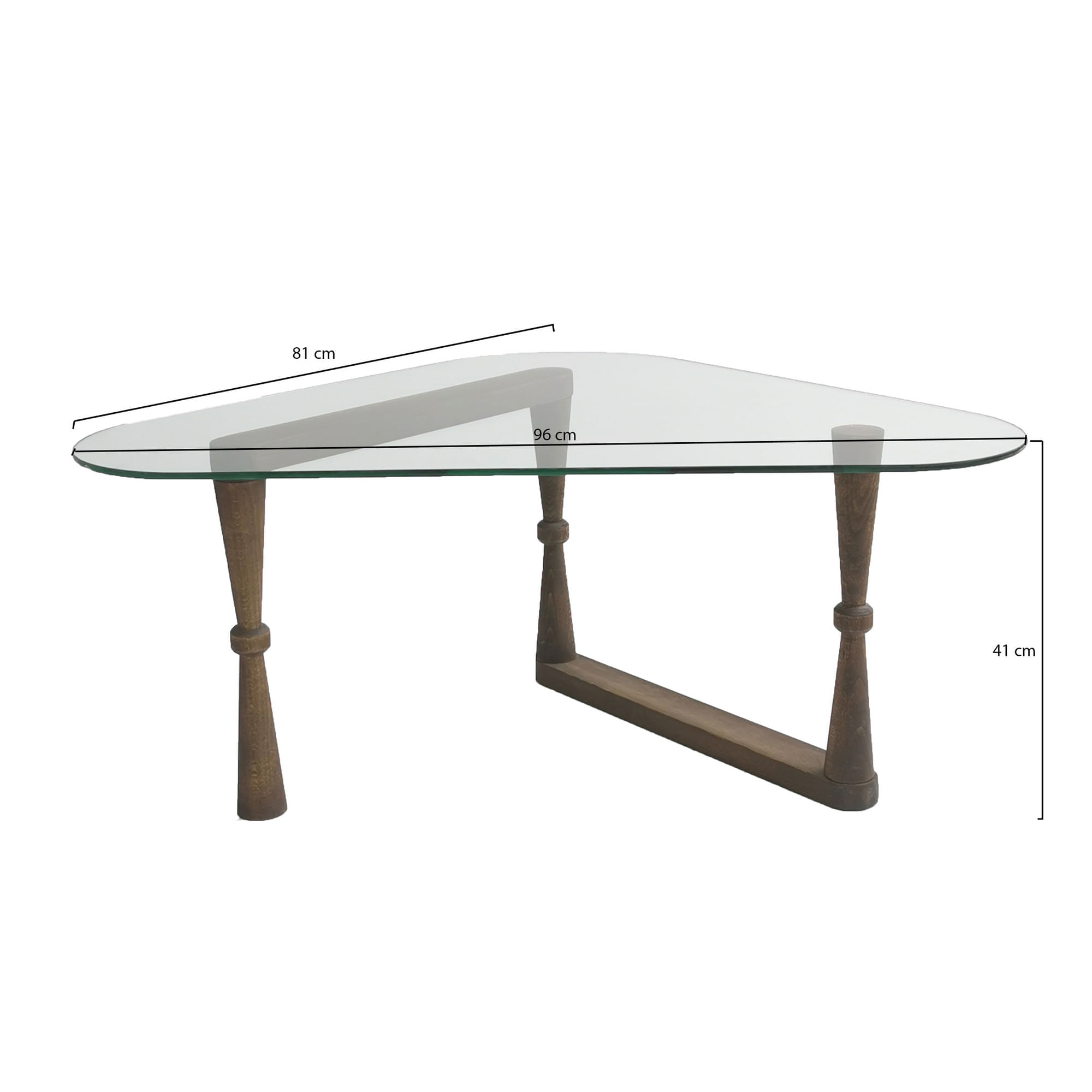 Masuta de cafea, Hanah Home, lemn masiv de pin si sticla securizata, nuc, 96x81x41 cm — imaginea 6