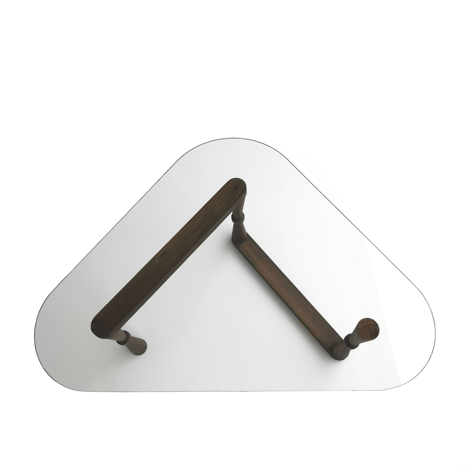 Masuta de cafea, Hanah Home, lemn masiv de pin si sticla securizata, nuc, 96x81x41 cm — imaginea 7