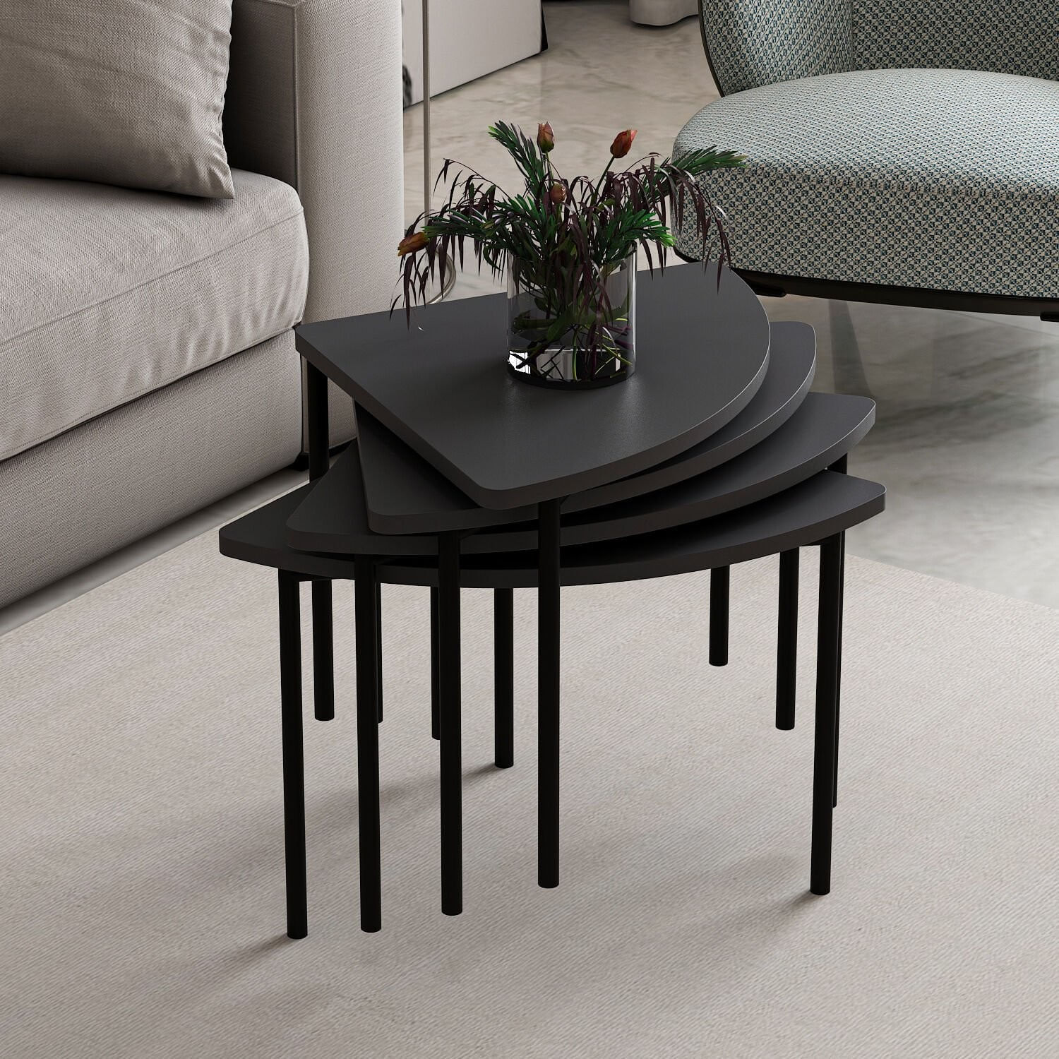 Masuta de cafea, Hanah Home, pal melaminat, antracit, 90x42x42 cm — imaginea 2