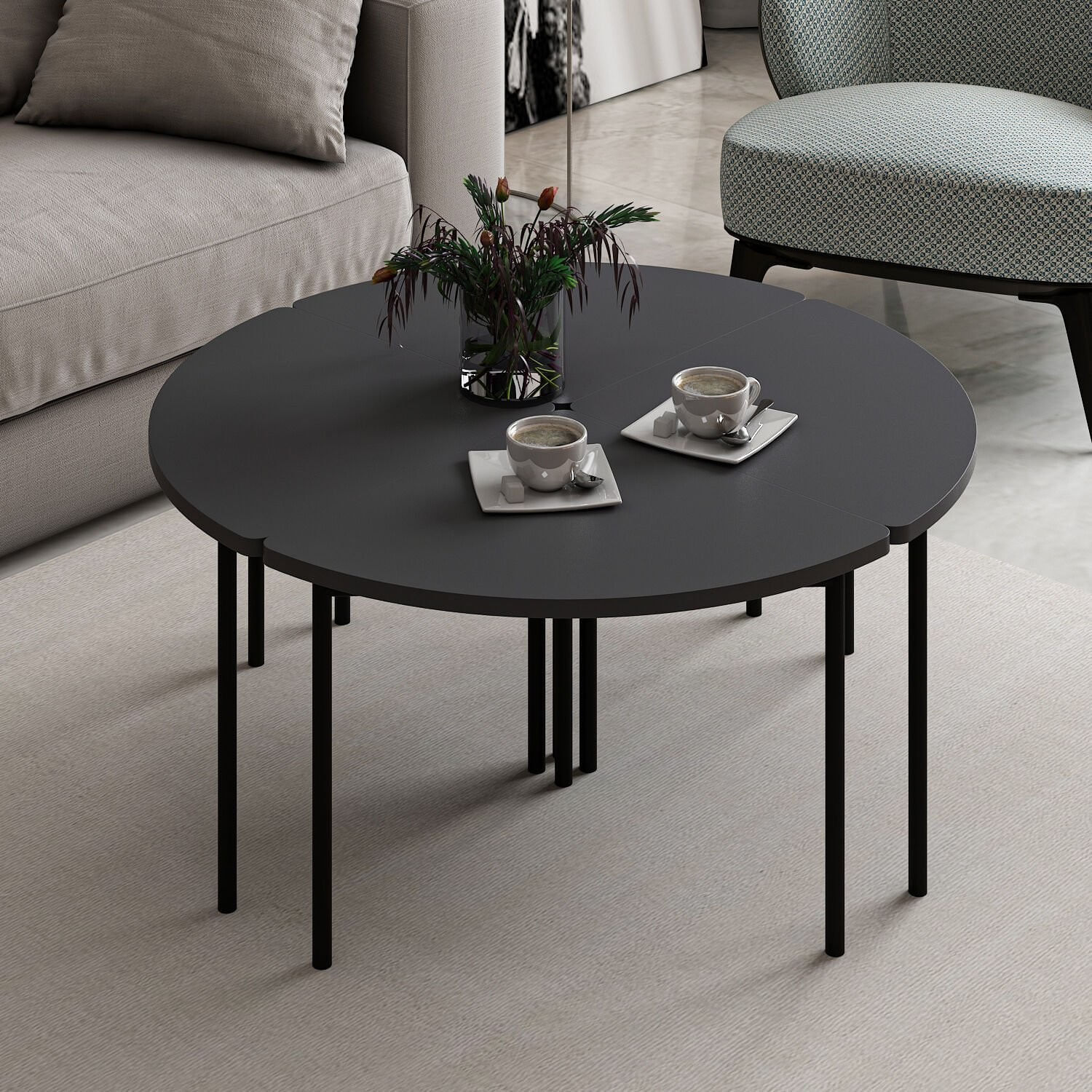 Masuta de cafea, Hanah Home, pal melaminat, antracit, 90x42x42 cm — imaginea 3
