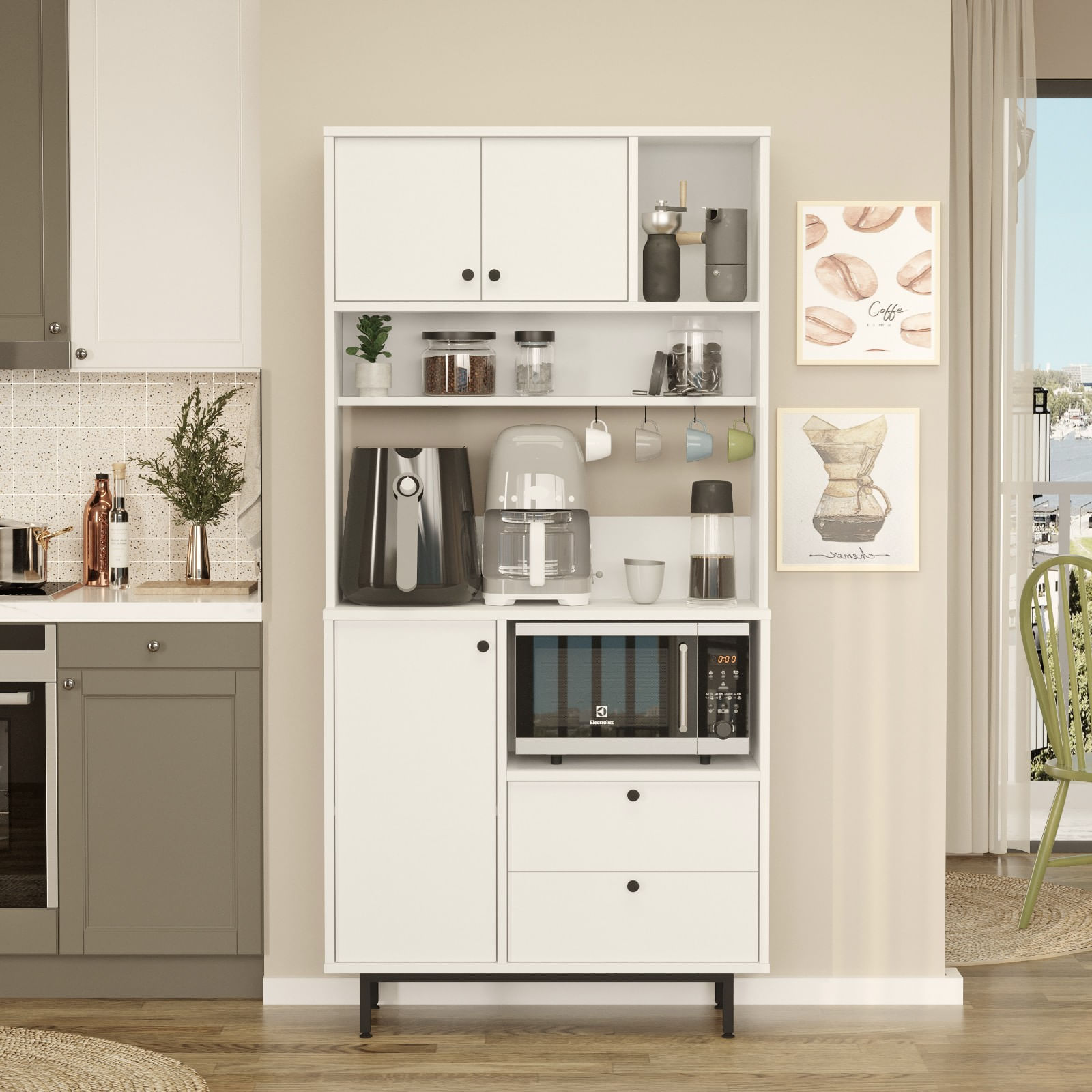 Dulap multifunctional, Hanah Home, panou de particule melaminat, alb, 88x35.5x180 cm — imaginea 2