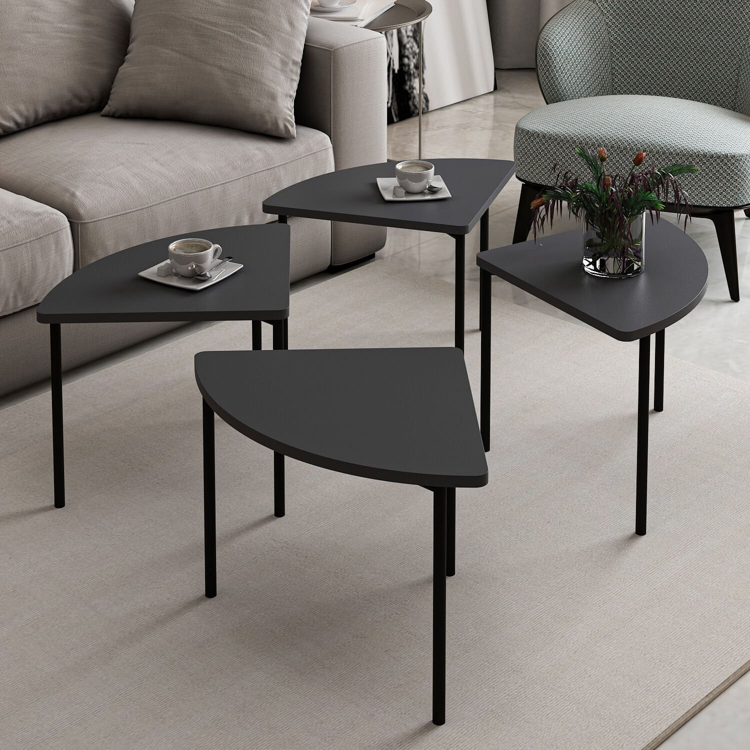 Masuta de cafea, Hanah Home, pal melaminat, antracit, 90x42x42 cm — imaginea 4