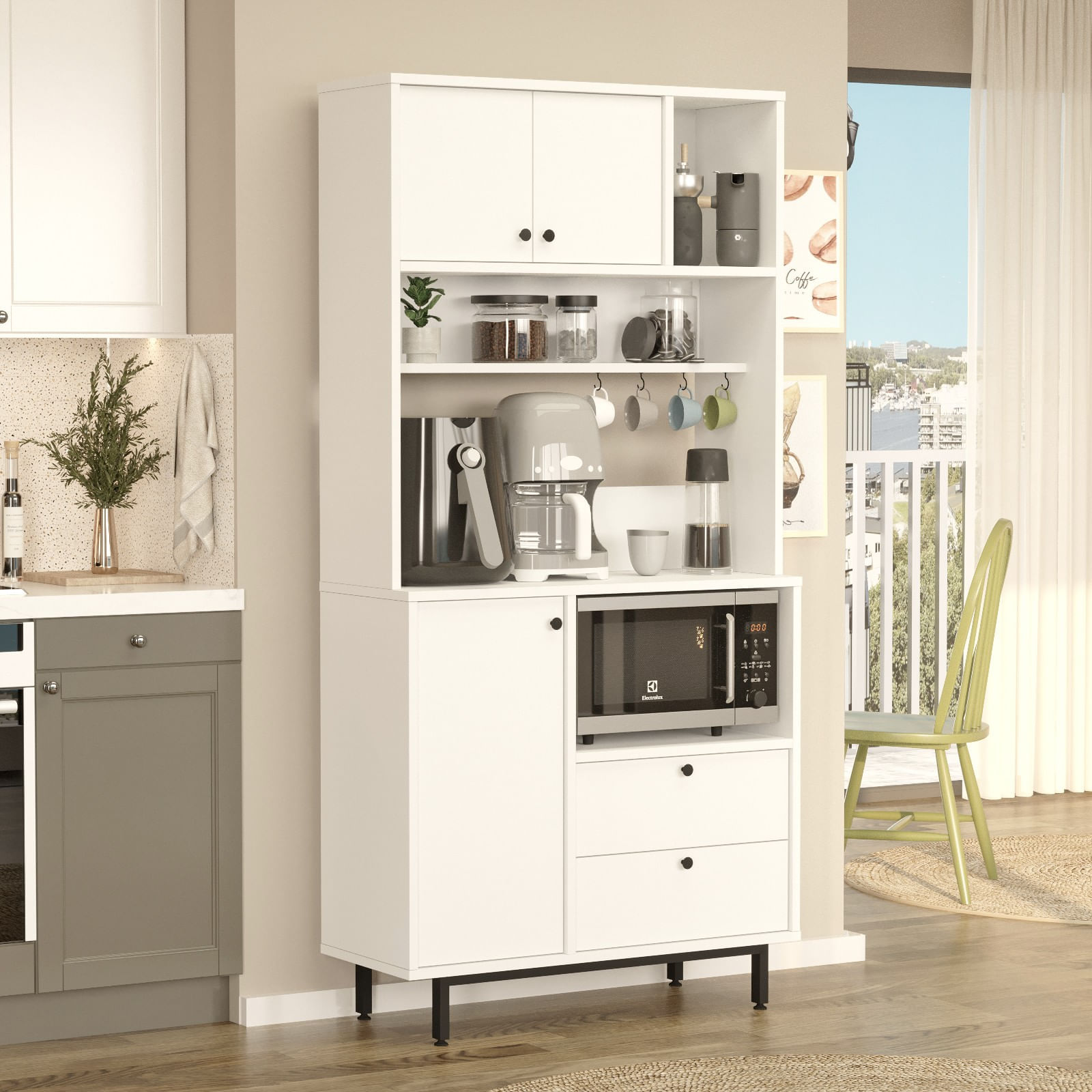 Dulap multifunctional, Hanah Home, panou de particule melaminat, alb, 88x35.5x180 cm — imaginea 3