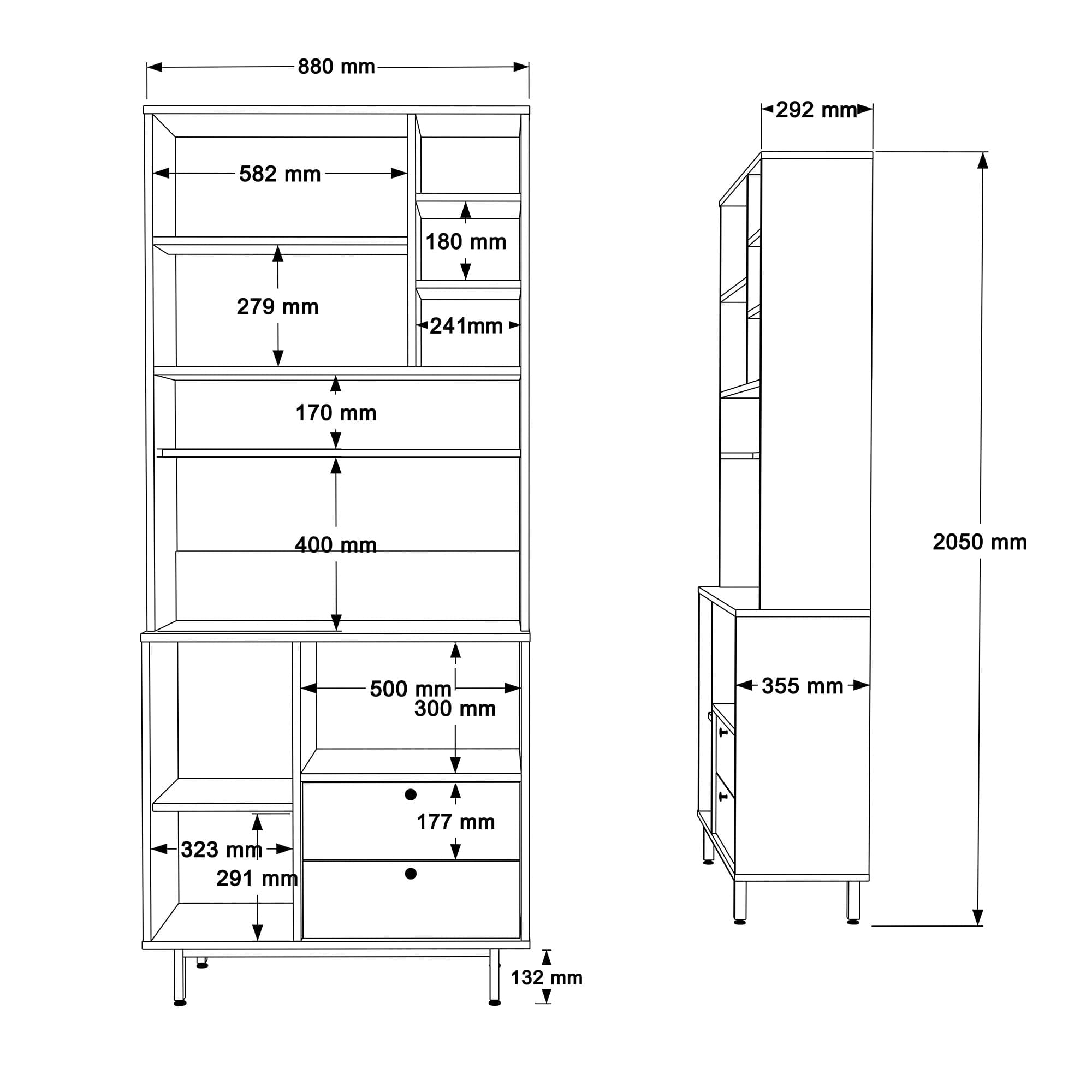 Dulap multifunctional, Hanah Home, pal melaminat, stejar alb, 88x35.5x205 cm — imaginea 5