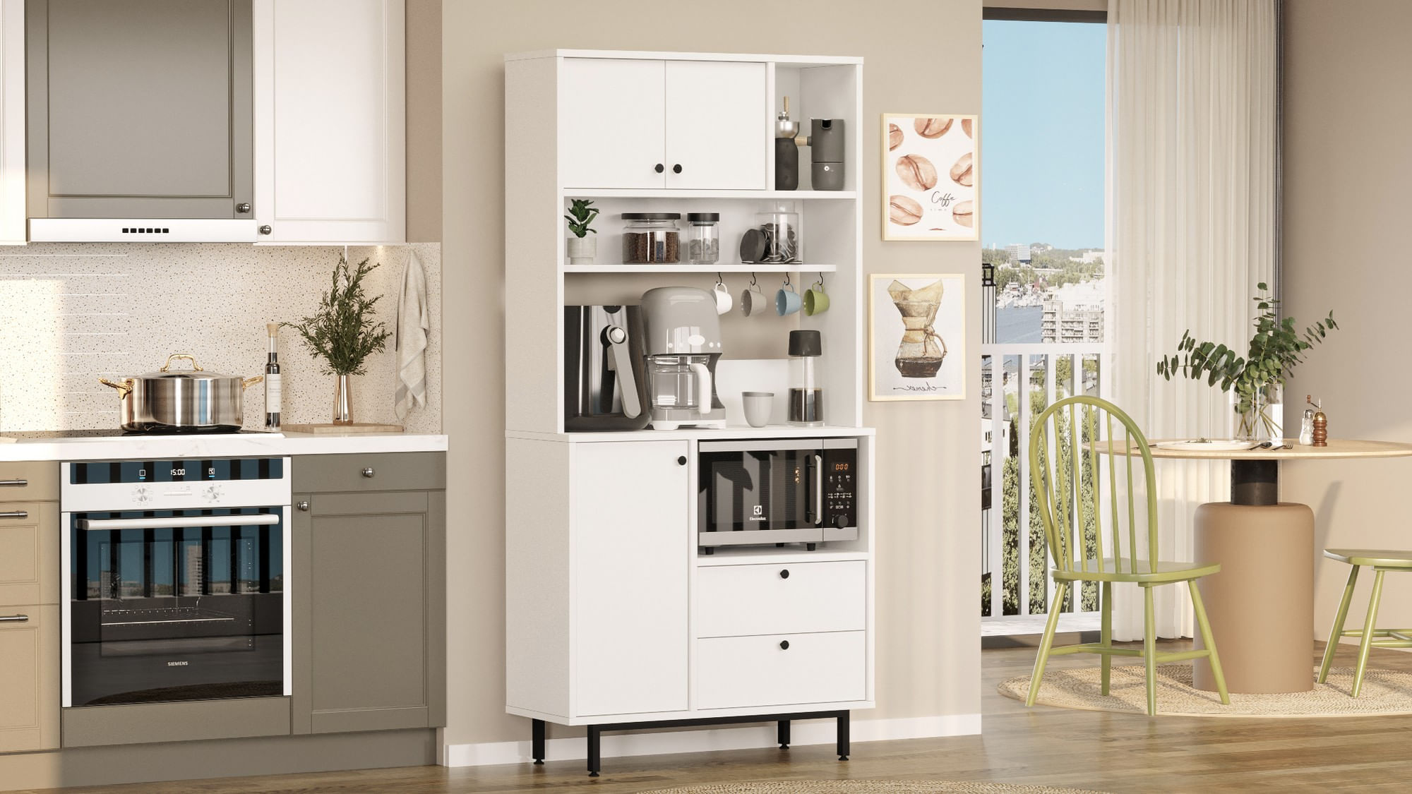 Dulap multifunctional, Hanah Home, panou de particule melaminat, alb, 88x35.5x180 cm — imaginea 4