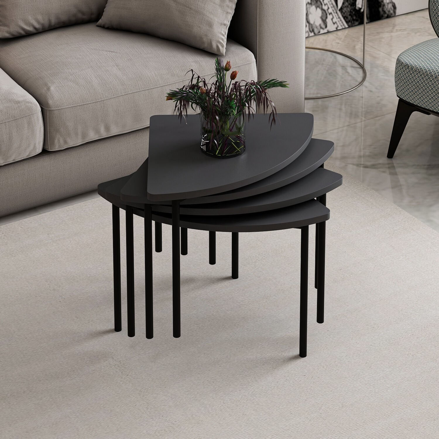 Masuta de cafea, Hanah Home, pal melaminat, antracit, 90x42x42 cm — imaginea 5