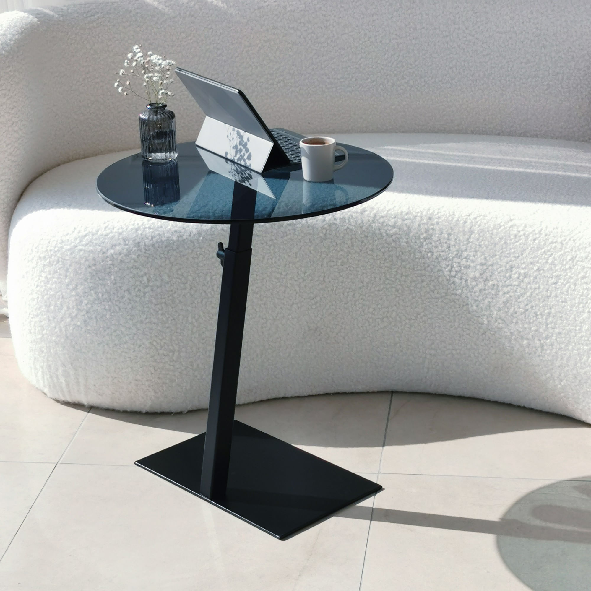 Masa de cafea, Hanah Home, sticla securizata si metal, negru, 40x40x75 cm — imaginea 6