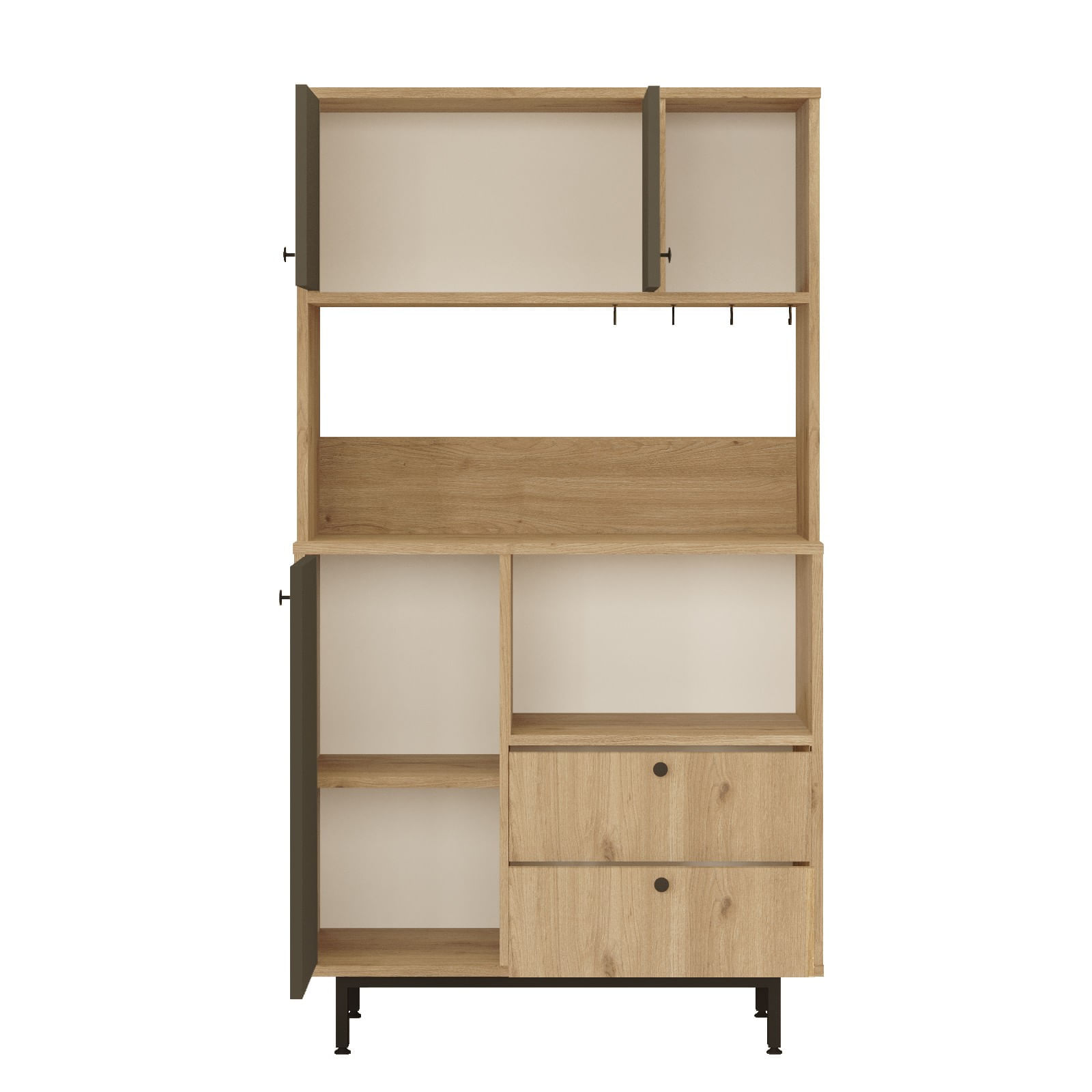 Dulap multifunctional, Hanah Home, panou de particule melaminat, stejar antracit, 88x35.5x161.2 cm — imaginea 6
