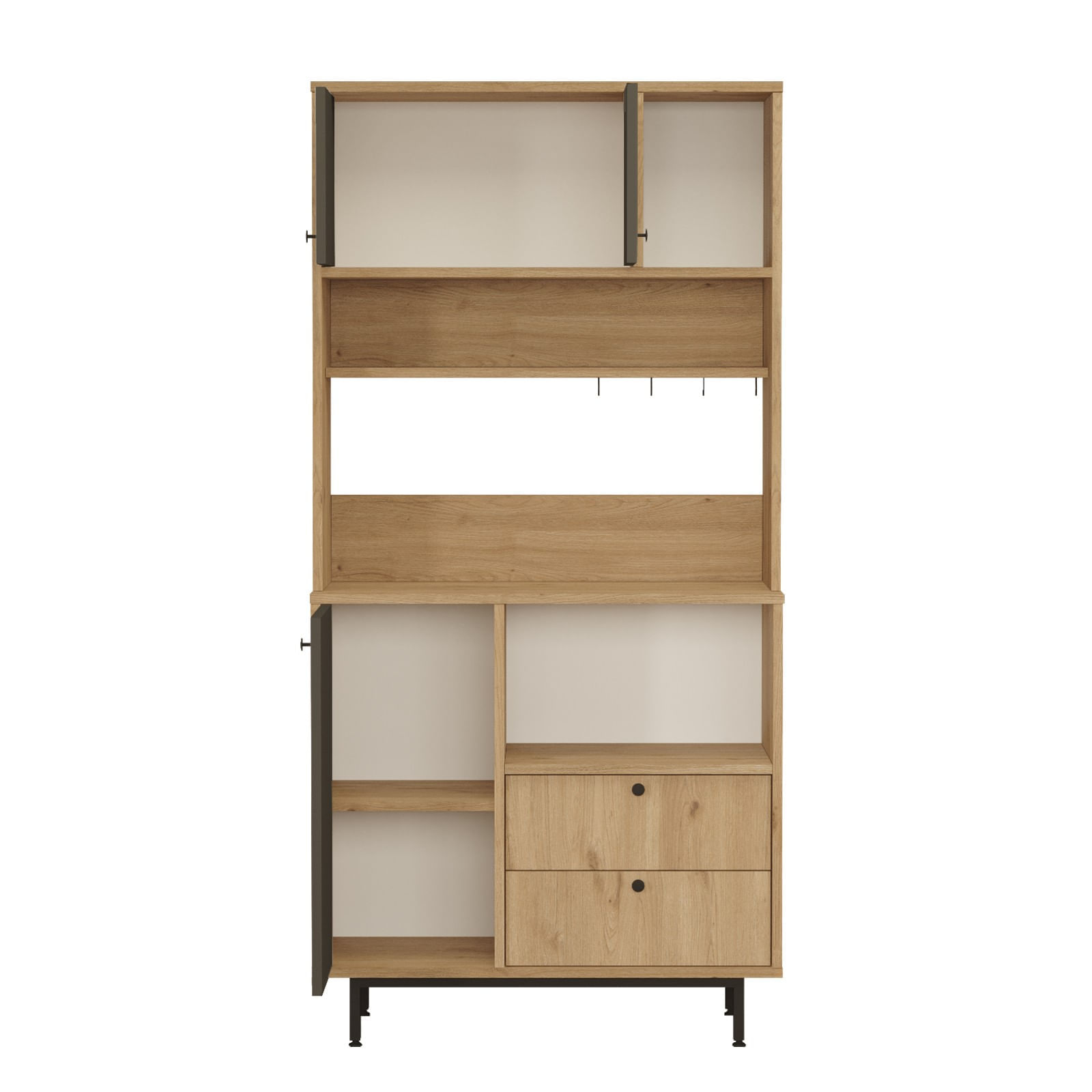 Dulap multifunctional, Hanah Home, pal melaminat, stejar si antracit, 88x35.5x180 cm — imaginea 6
