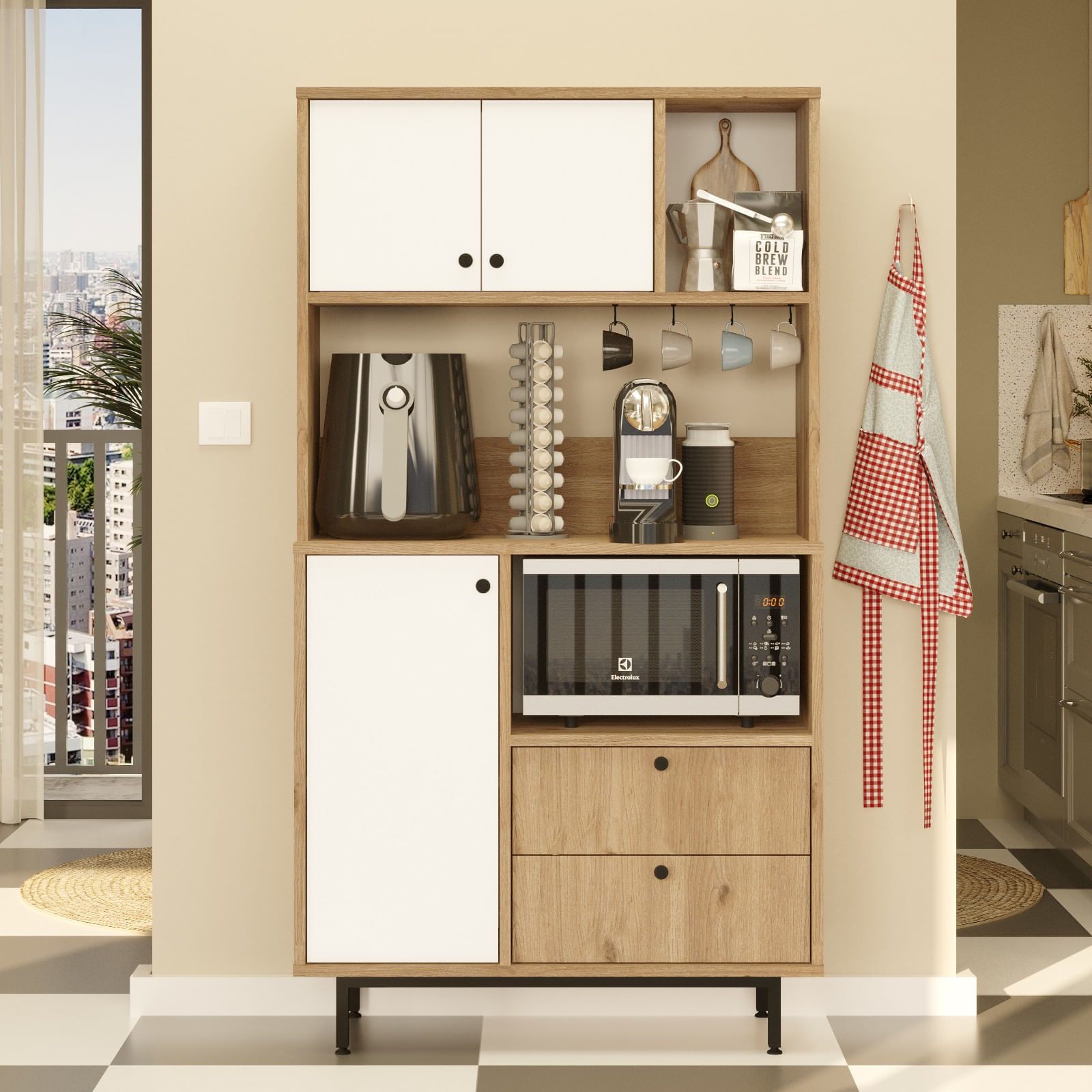 Dulap multifunctional, Hanah Home, pal melaminat, stejar alb, 88x35.5x161.2 cm — imaginea 2