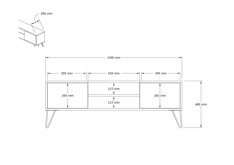 Comoda tv, Hanah Home, pal melaminat, nuc si alb, 140x50x30 cm — imaginea 6