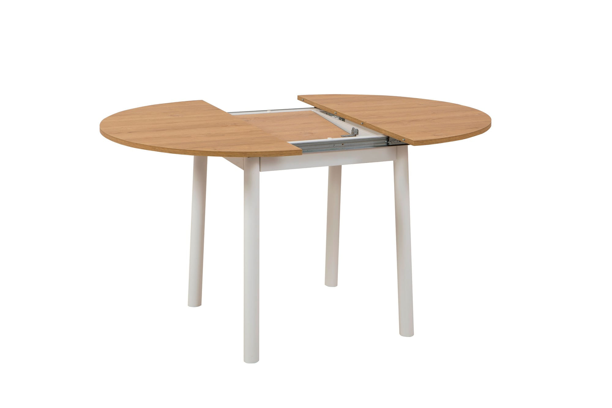 Masa extensibila, Hanah Home, pal melaminat, stejar si alb, 100x100x75 cm — imaginea 4