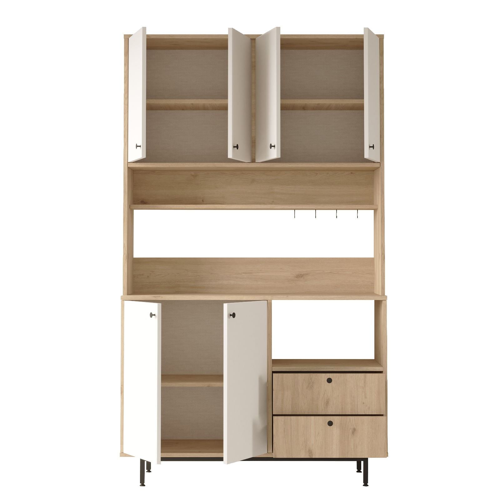 Dulap multifunctional, Hanah Home, pal melaminat, stejar si alb, 120x35.5x205 cm — imaginea 5