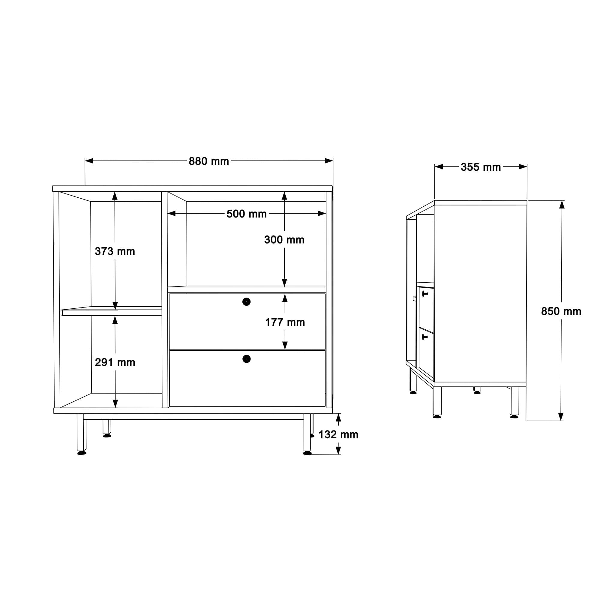 Dulap multifunctional, Hanah Home, pal melaminat, stejar si antracit, 88x35,5x85 cm — imaginea 5