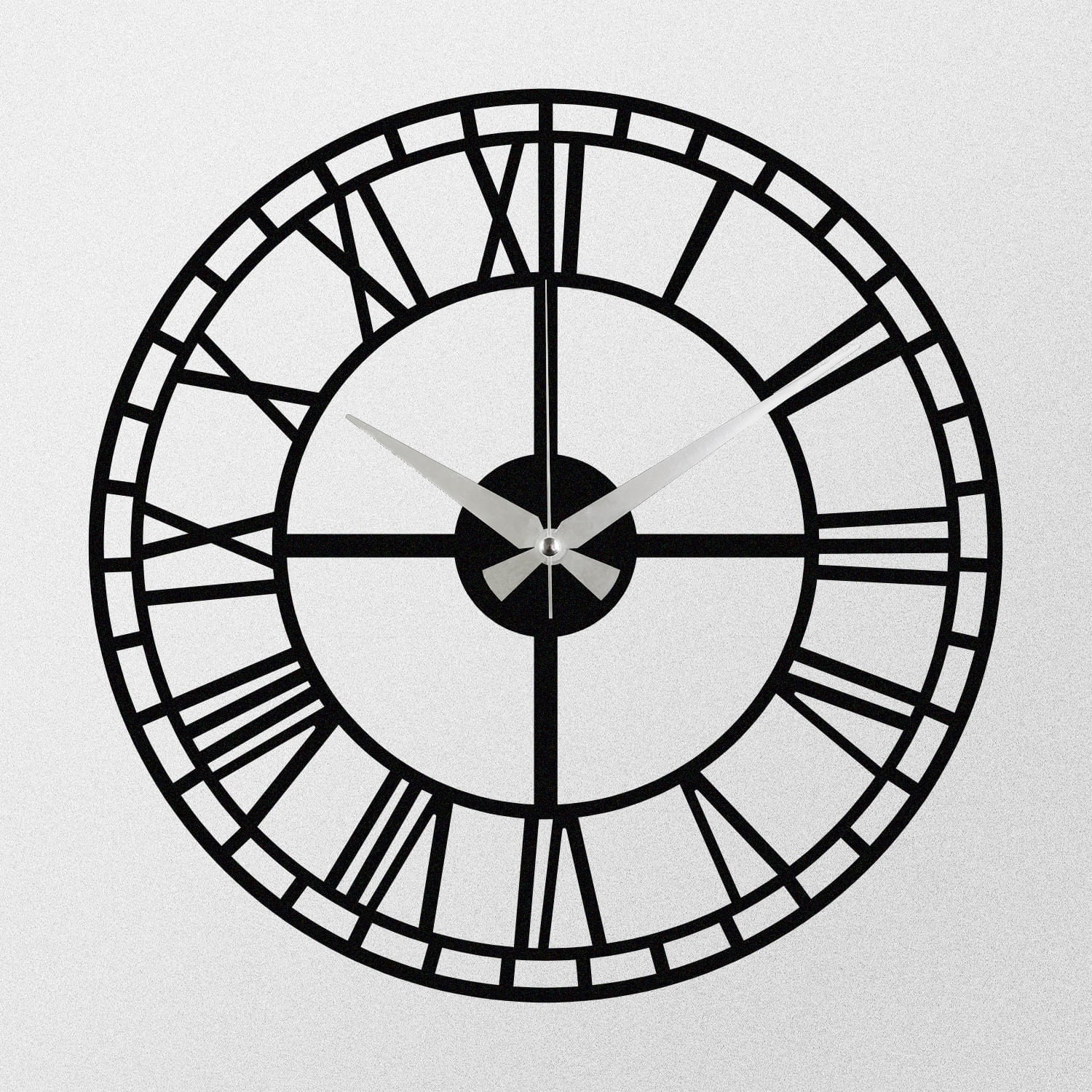Ceas de perete decorativ, Wallxpert, metal, negru, 48x48 cm, 279ENZ1402