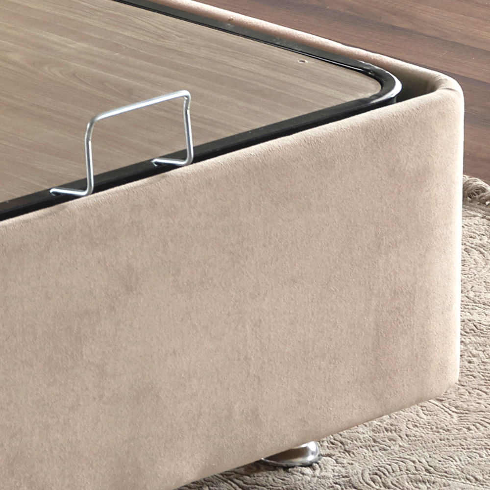 Somiera dubla cu tablie, Hanah Home, otel, stofa soho, maro deschis, 180x200 cm — imaginea 7