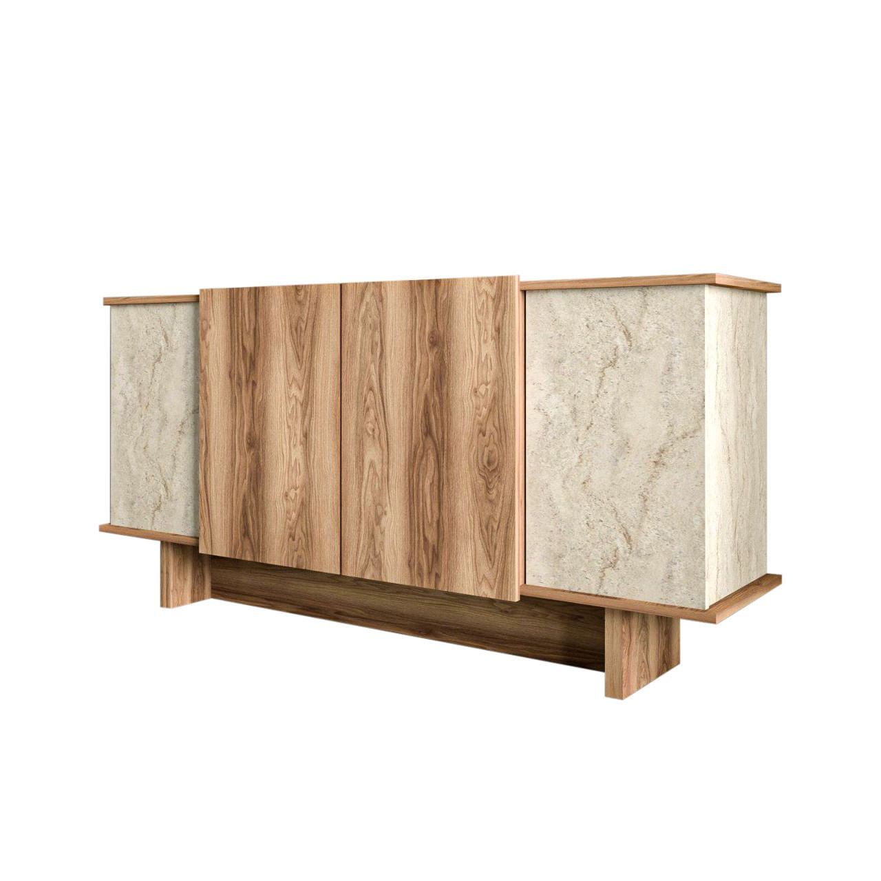 Consola, Hanah Home, pal melaminat, travertin si nuc, 180x40x81 cm — imaginea 7