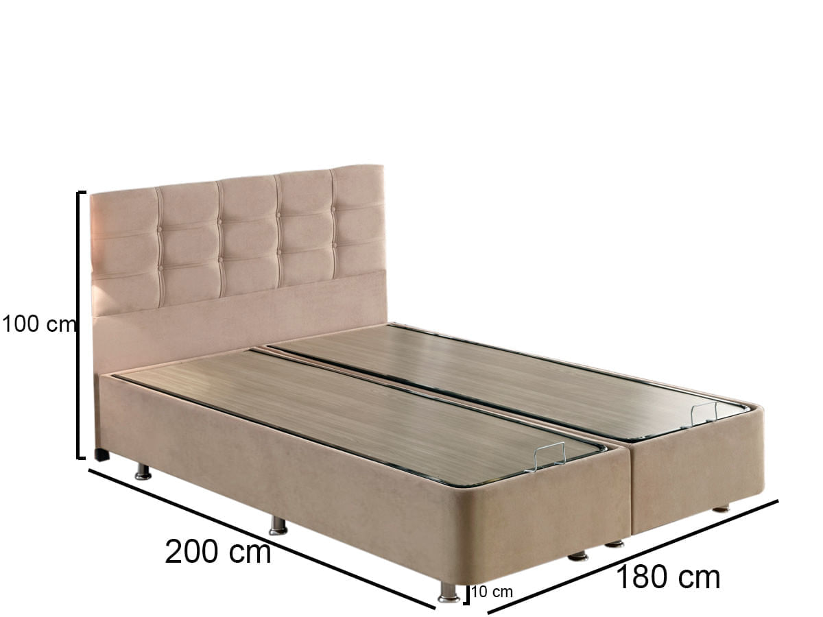 Somiera dubla cu tablie, Hanah Home, otel, stofa soho, maro deschis, 180x200 cm — imaginea 8
