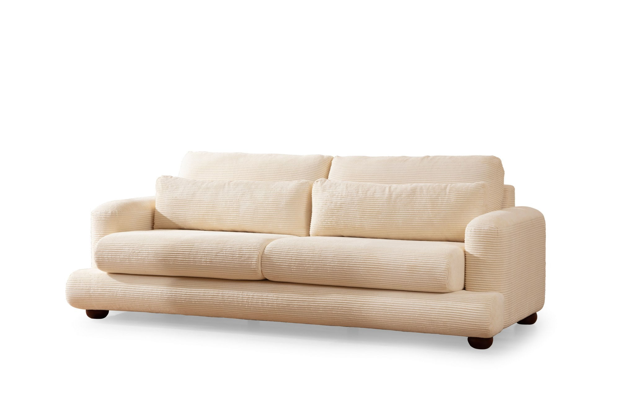 Canapea 3 locuri, Hanah Home, lemn fag si pal, bej, 230x105x90 cm