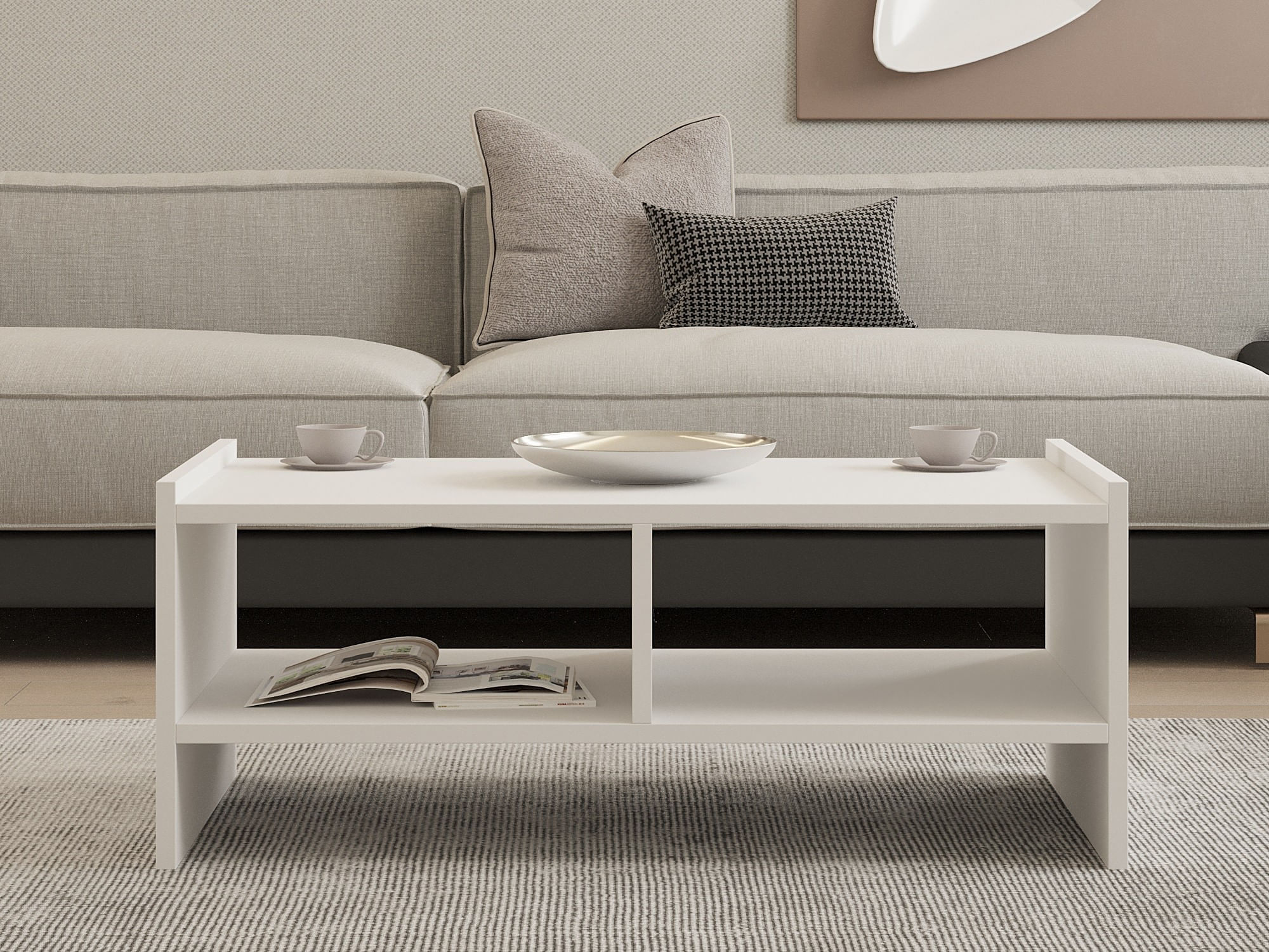 Masuta de cafea, Hanah Home, pal melaminat, alb, 90x50x35 cm — imaginea 3