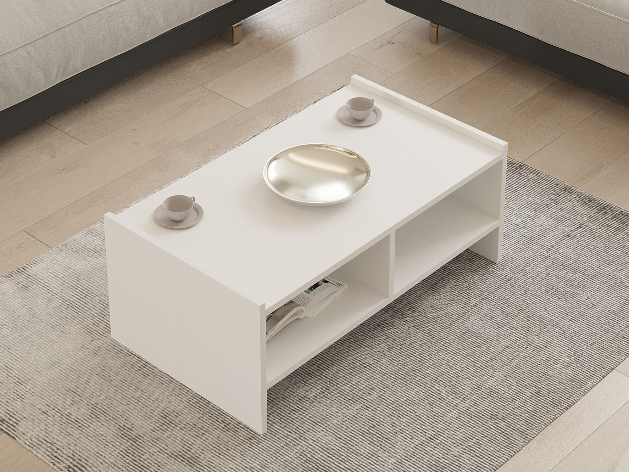 Masuta de cafea, Hanah Home, pal melaminat, alb, 90x50x35 cm — imaginea 4
