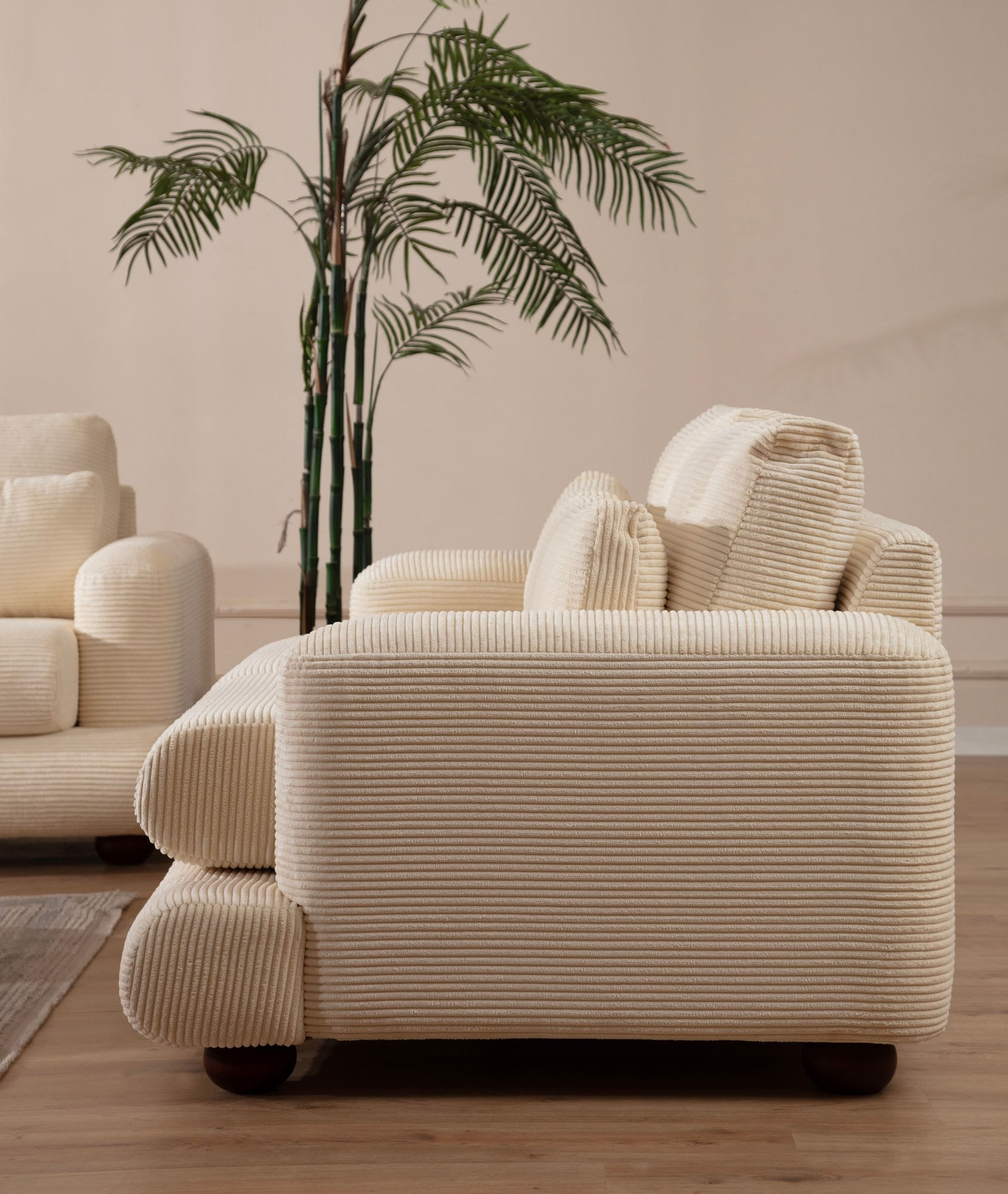 Canapea 3 locuri, Hanah Home, lemn fag si pal, bej, 230x105x90 cm — imaginea 7