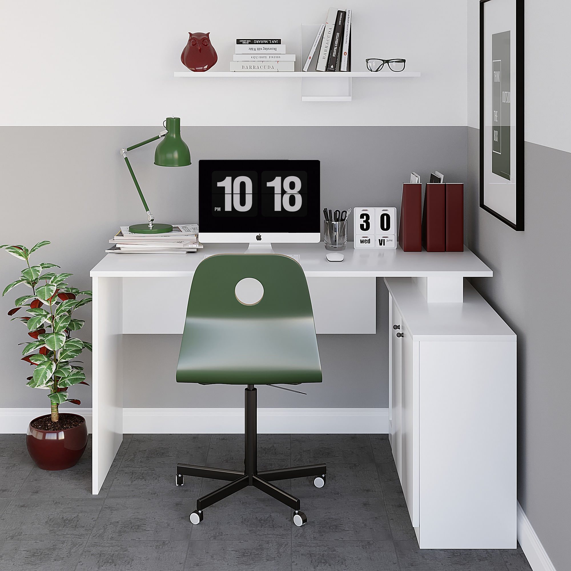 Birou, Hanah Home, pal melaminat, alb, 130x60x74 cm — imaginea 2