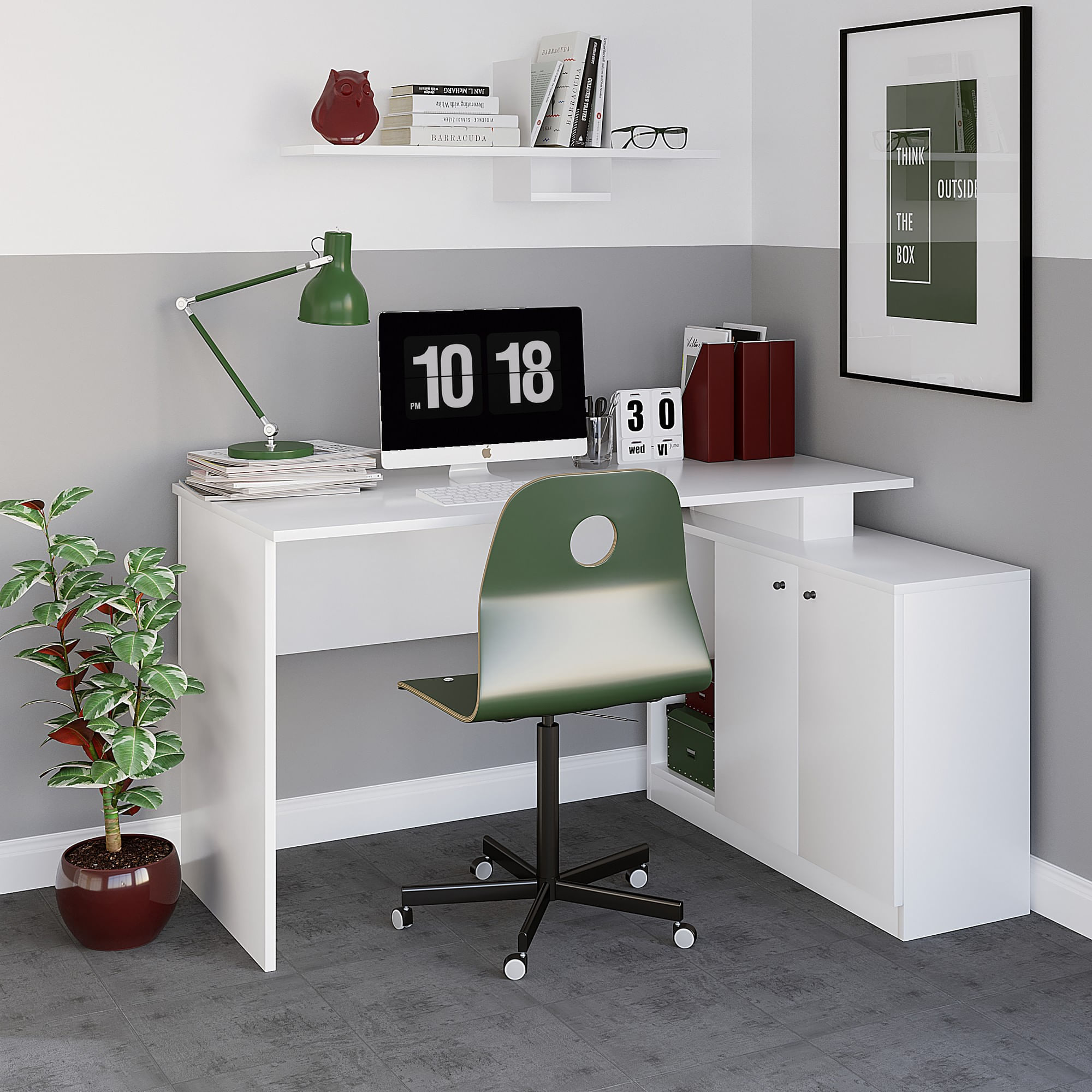 Birou, Hanah Home, pal melaminat, alb, 130x60x74 cm — imaginea 3