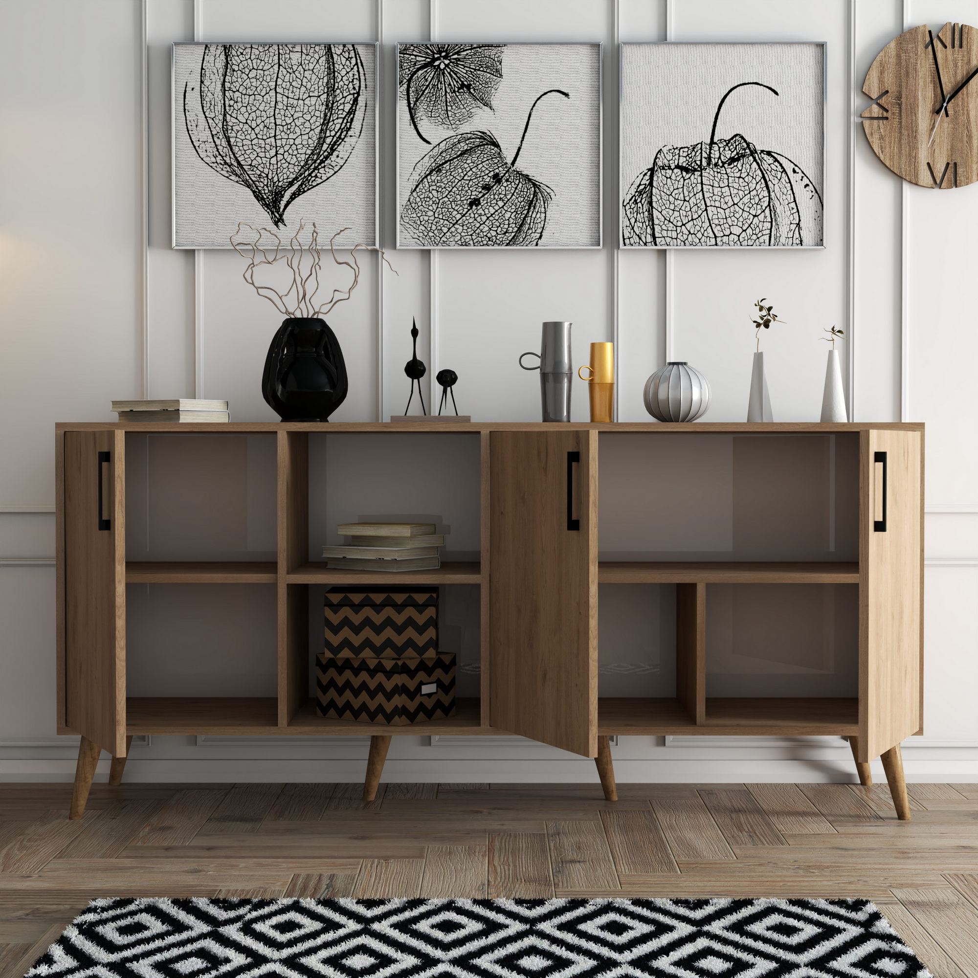 Consola, Hanah Home, pal melaminat, stejar, 180x45x80 cm, 389MZA2205 — imaginea 4