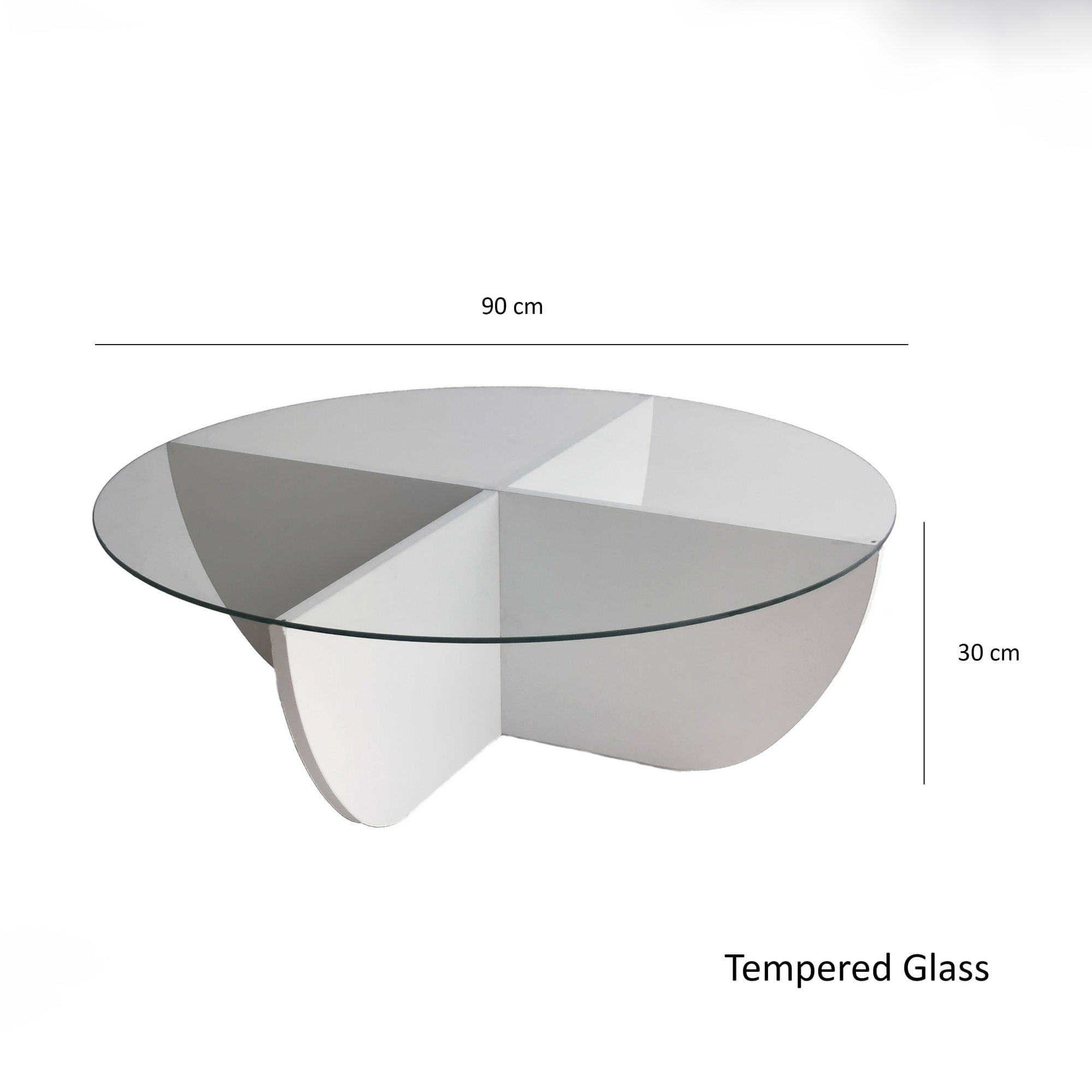 Masuta de cafea, Hanah Home, sticla calita si pal melaminat, alb, 90x90x30 cm — imaginea 10