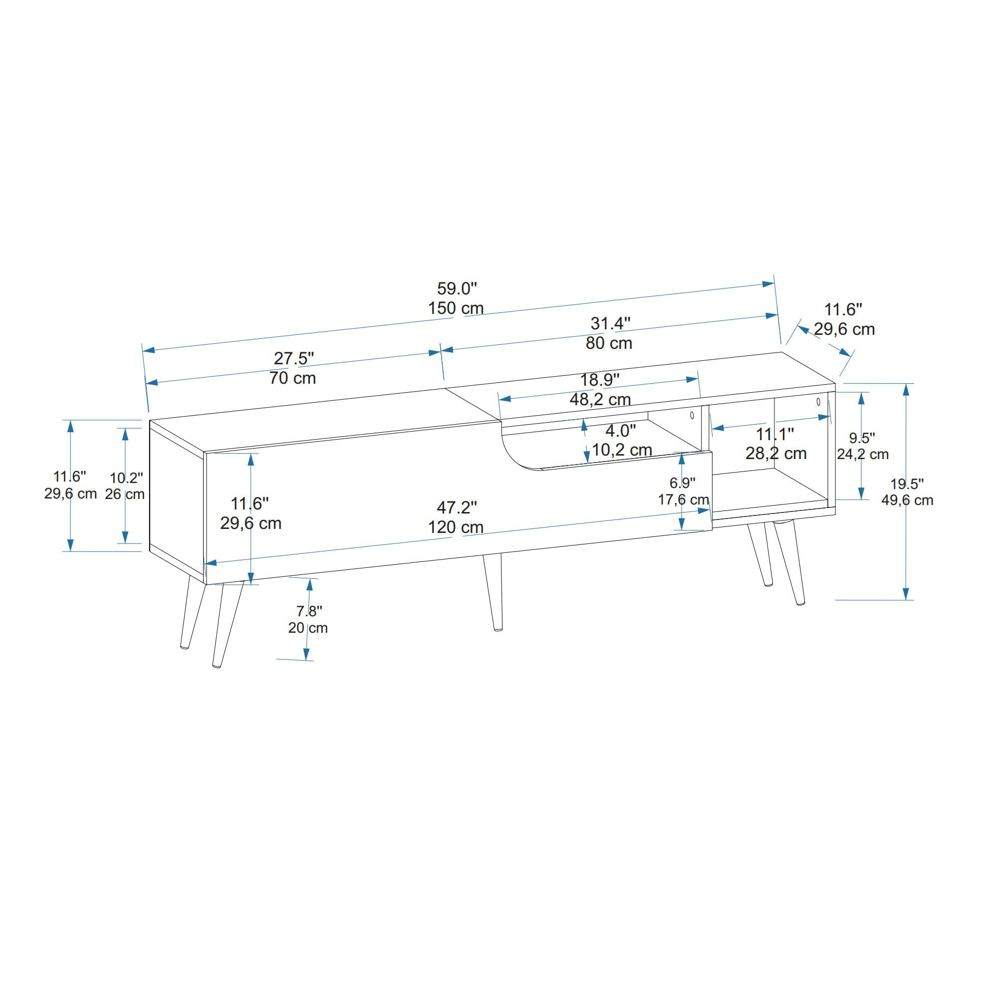 Comoda tv, Hanah Home, pal melaminat, pin atlantic si antracit, 150x29.6x49.6 cm — imaginea 6