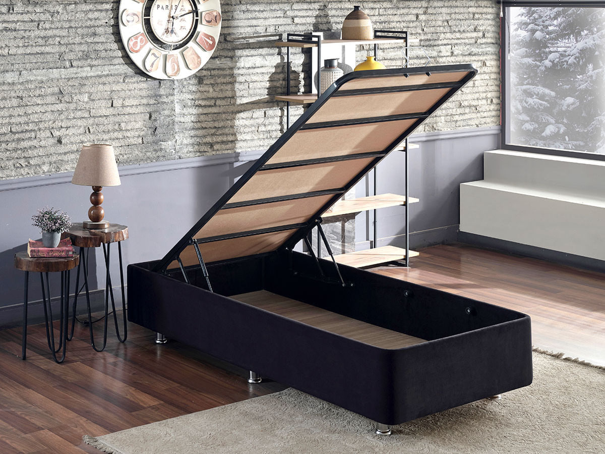 Somiera, Hanah Home, otel, negru, 90x190 cm — imaginea 2