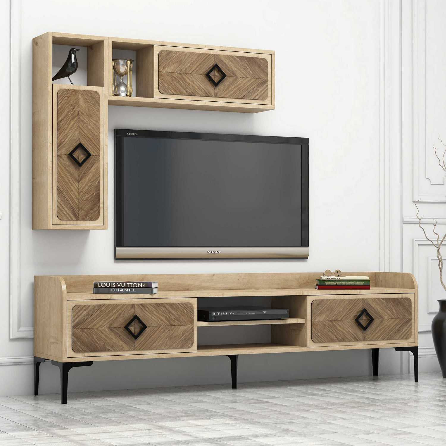 Corp tv, Hanah Home, pal melaminat, stejar, 180x35x52 cm, 845HCT3077 — imaginea 2