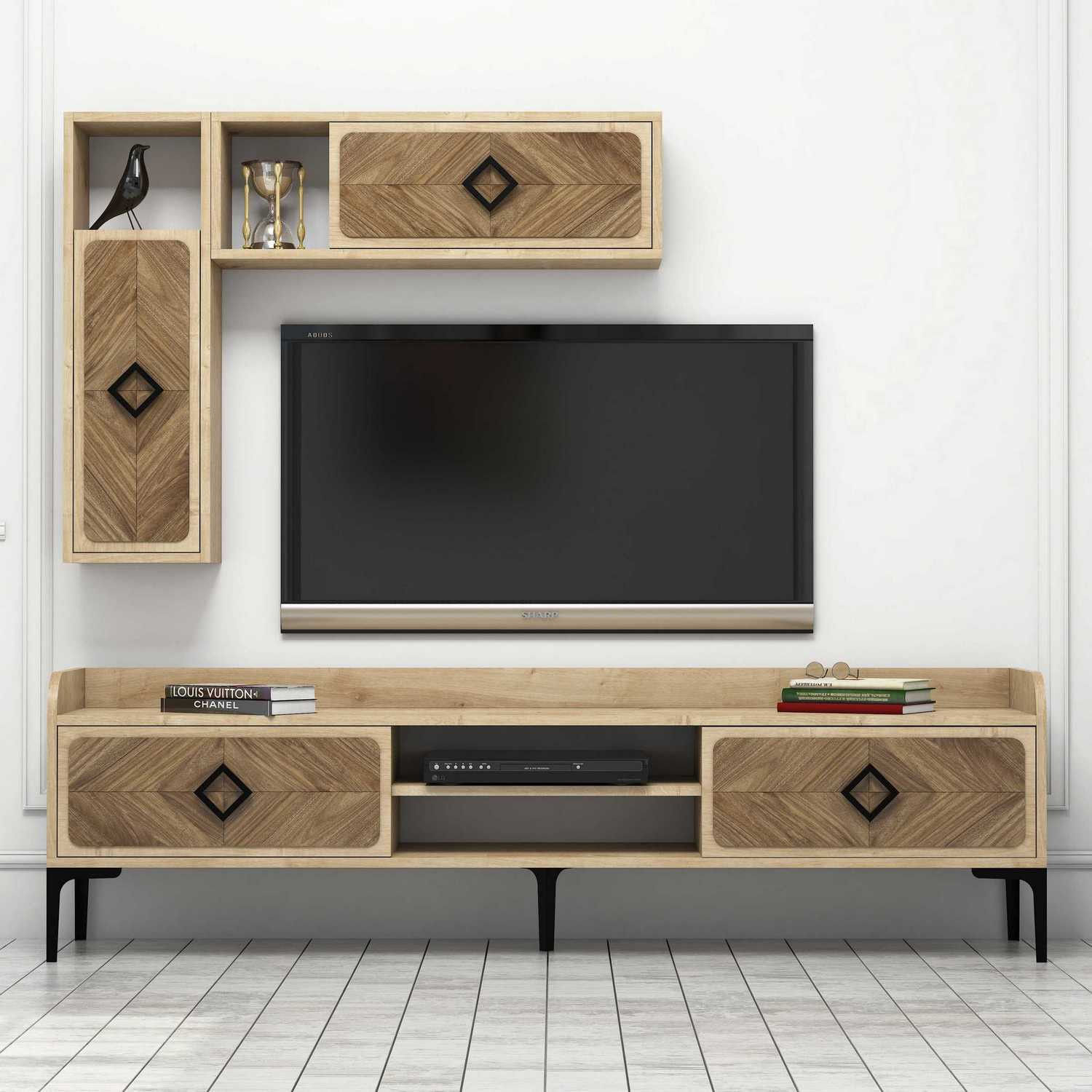 Corp tv, Hanah Home, pal melaminat, stejar, 180x35x52 cm, 845HCT3077 — imaginea 3