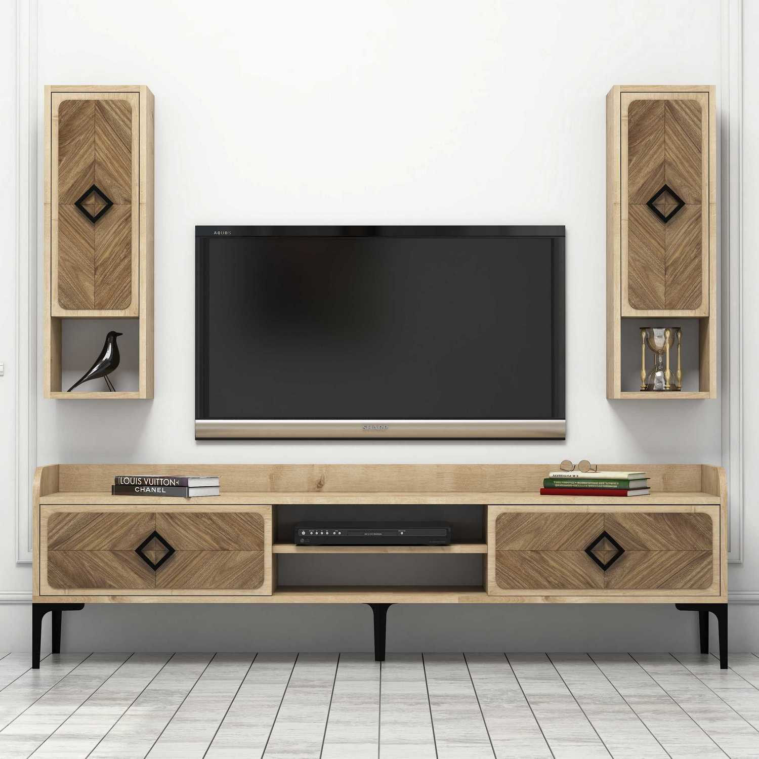 Corp tv, Hanah Home, pal melaminat, stejar, 180x35x52 cm, 845HCT3077 — imaginea 4