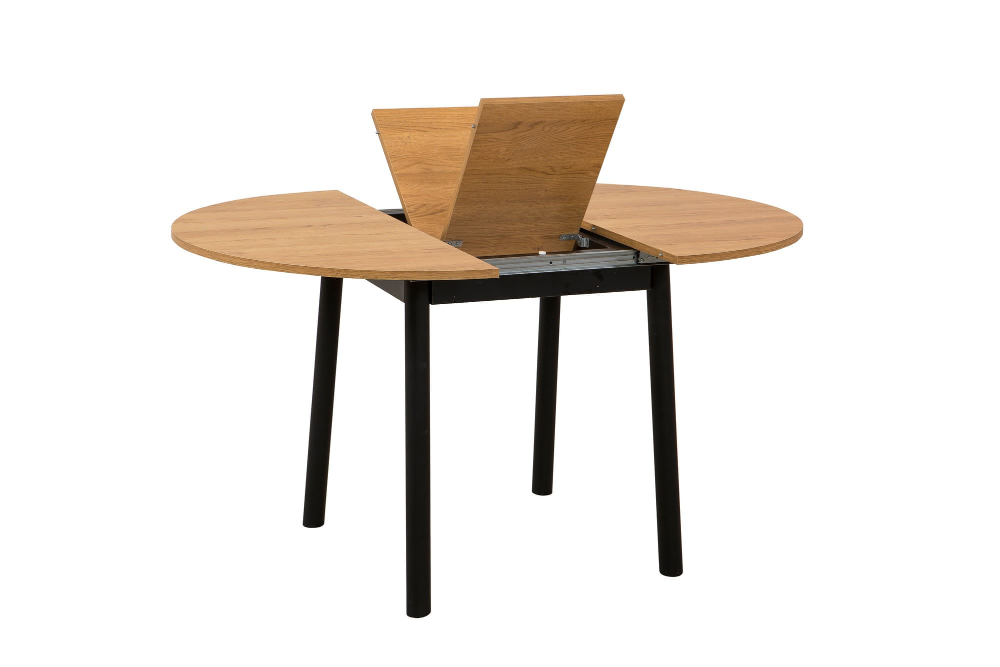 Masa extensibila, Hanah Home, panou de particule melaminat, stejar si negru, 100x75x100 cm — imaginea 4
