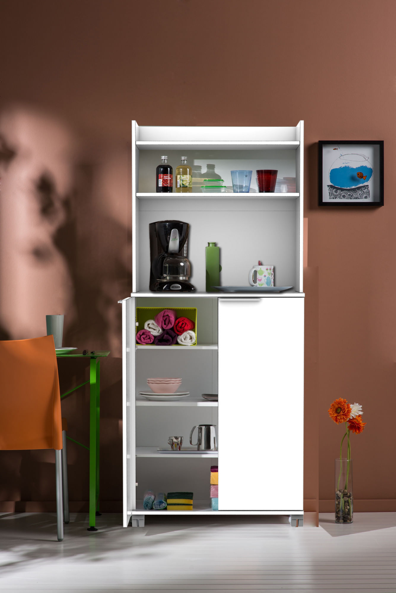 Dulap multifunctional, Hanah Home, panou aglomerat melaminat, alb, 73x36x172 cm — imaginea 5