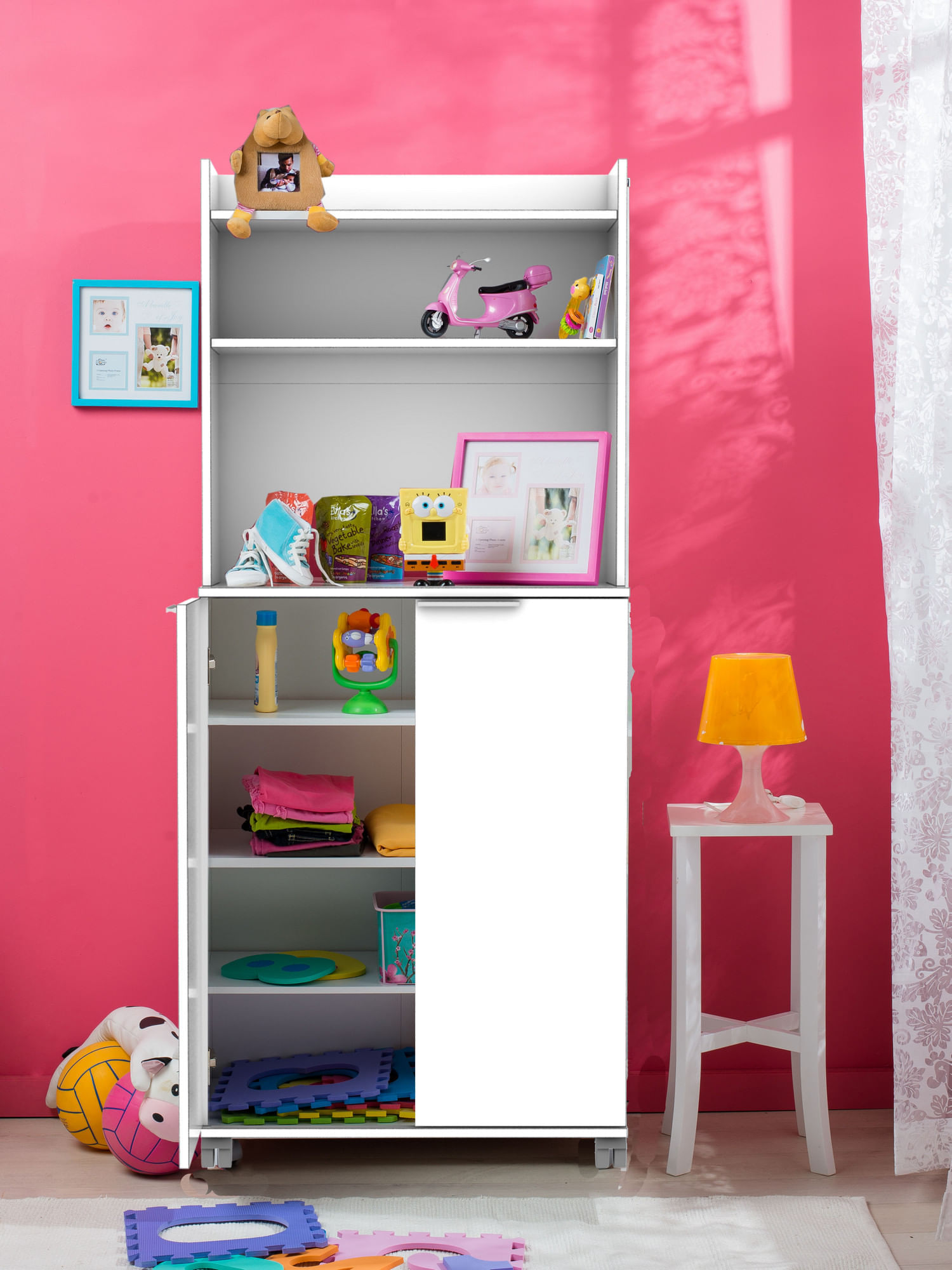 Dulap multifunctional, Hanah Home, panou aglomerat melaminat, alb, 73x36x172 cm — imaginea 6