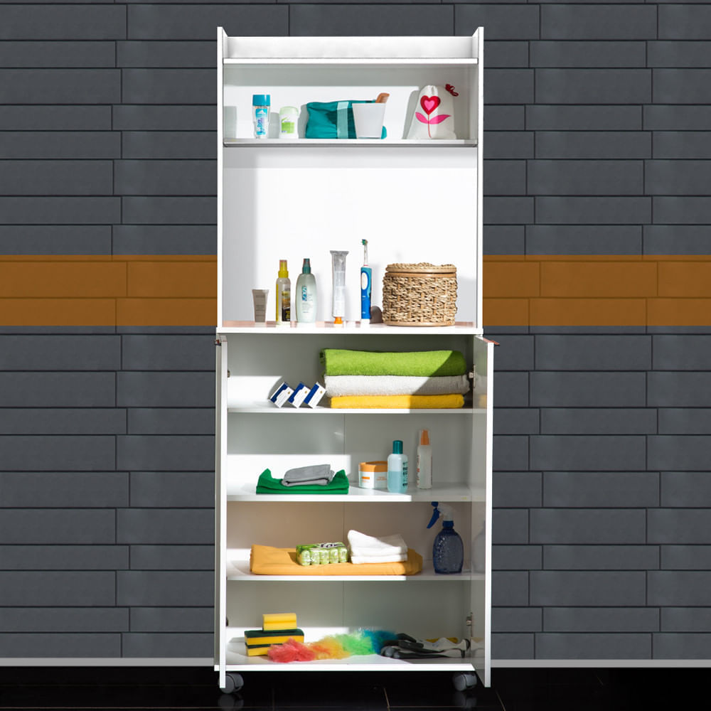 Dulap multifunctional, Hanah Home, panou aglomerat melaminat, alb, 73x36x172 cm — imaginea 9