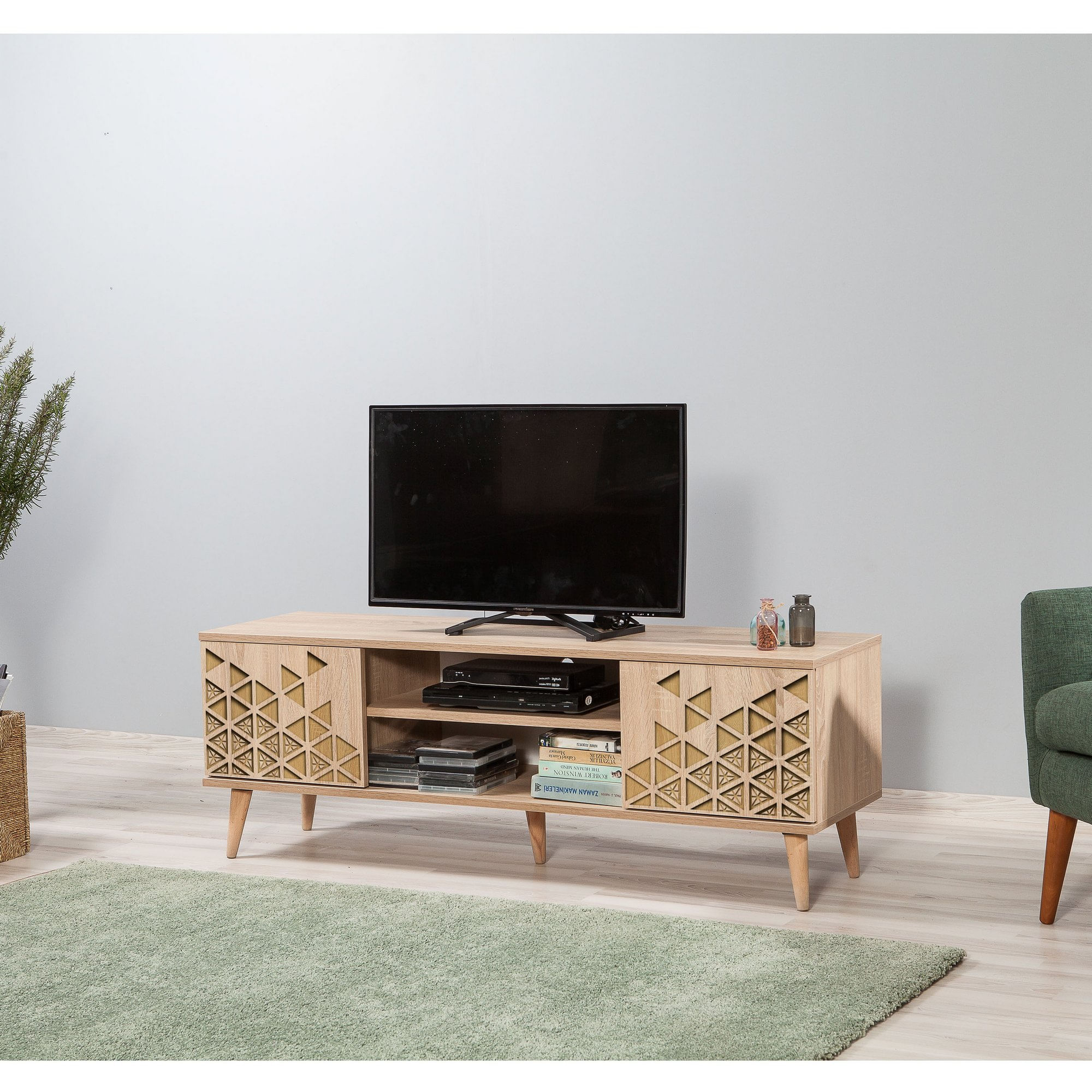 Comoda tv, Hanah Home, pal melaminat, stejar sonoma, 140x40x50 cm, 863SPH3014 — imaginea 4