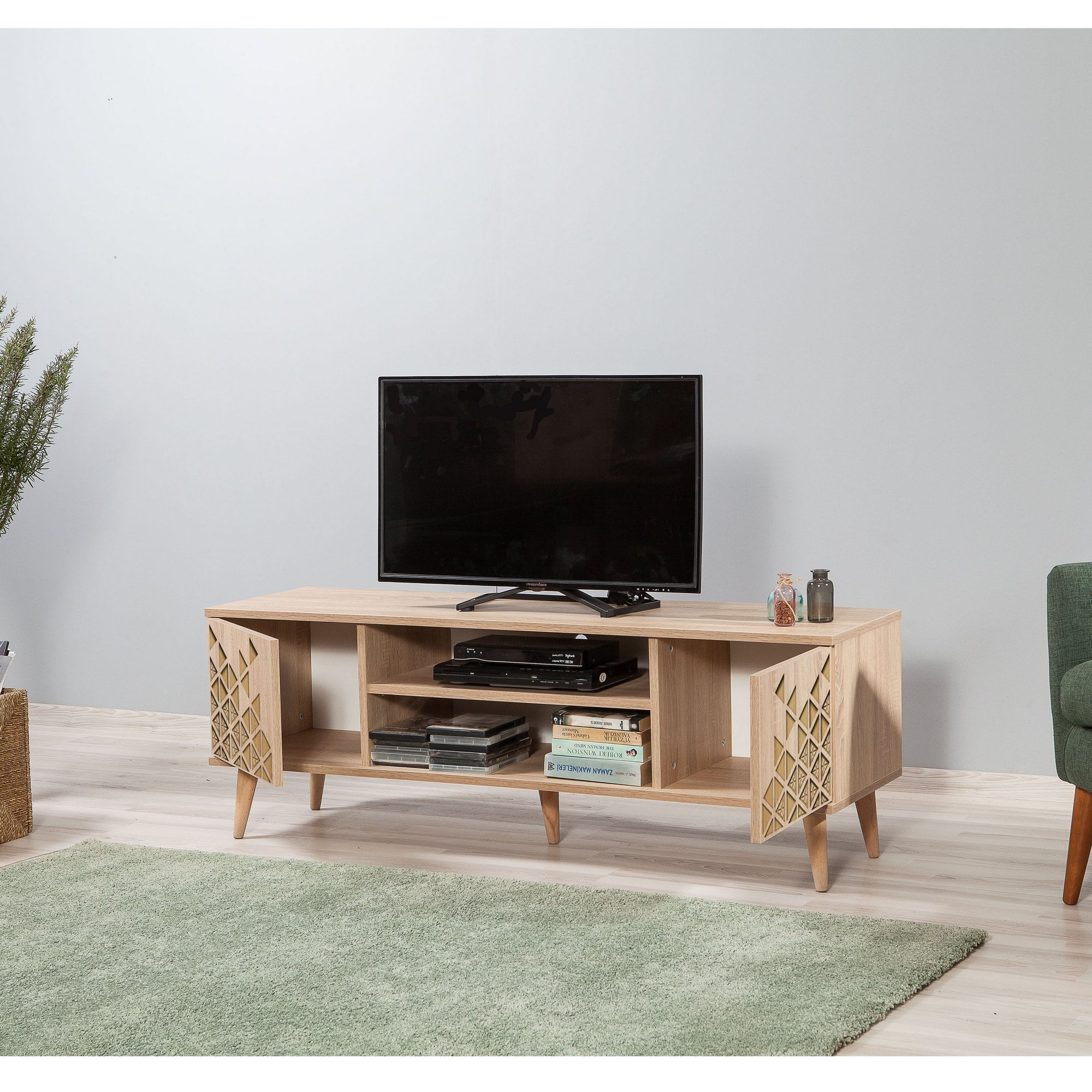 Comoda tv, Hanah Home, pal melaminat, stejar sonoma, 140x40x50 cm, 863SPH3014 — imaginea 6