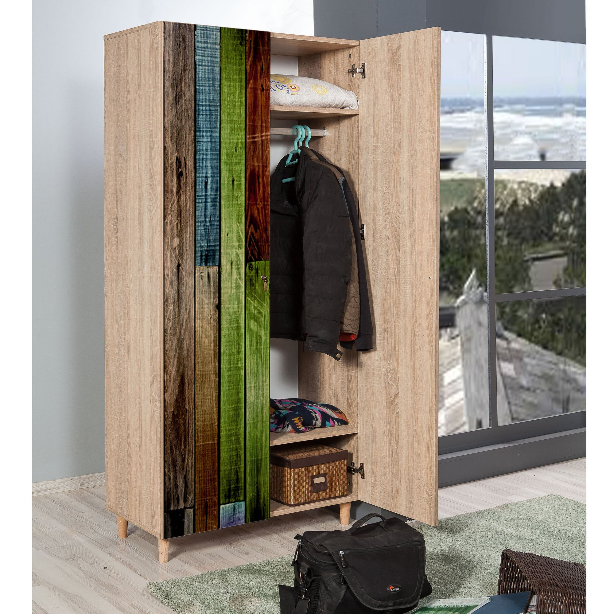 Dulap, Hanah Home, pal melaminat, stejar sonoma, 90x52x192 cm, 863SPH4204 — imaginea 5