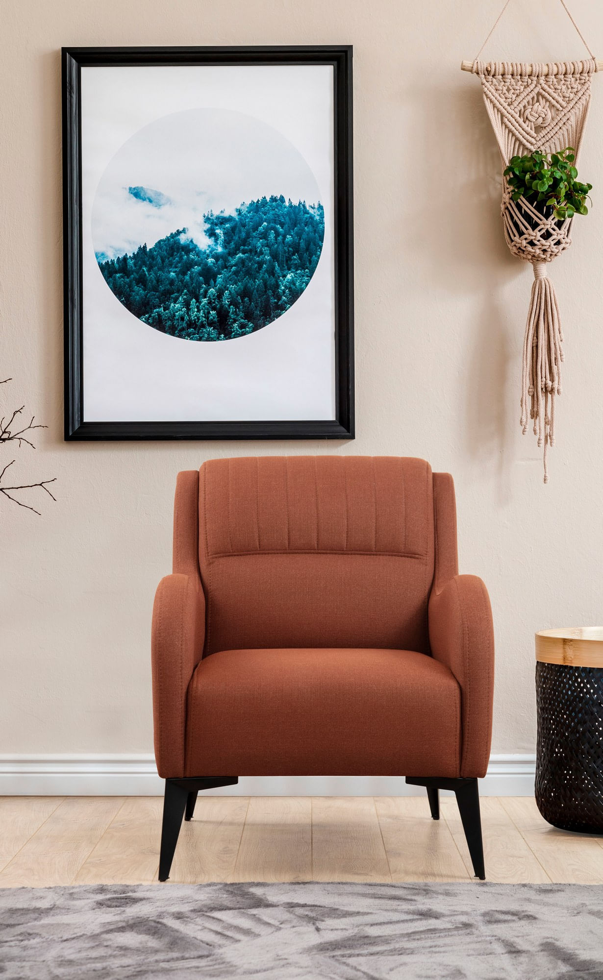 Fotoliu, Atelier Del Sofa, lemn fag si pal, rosu tigla, 70x90x88 cm — imaginea 3
