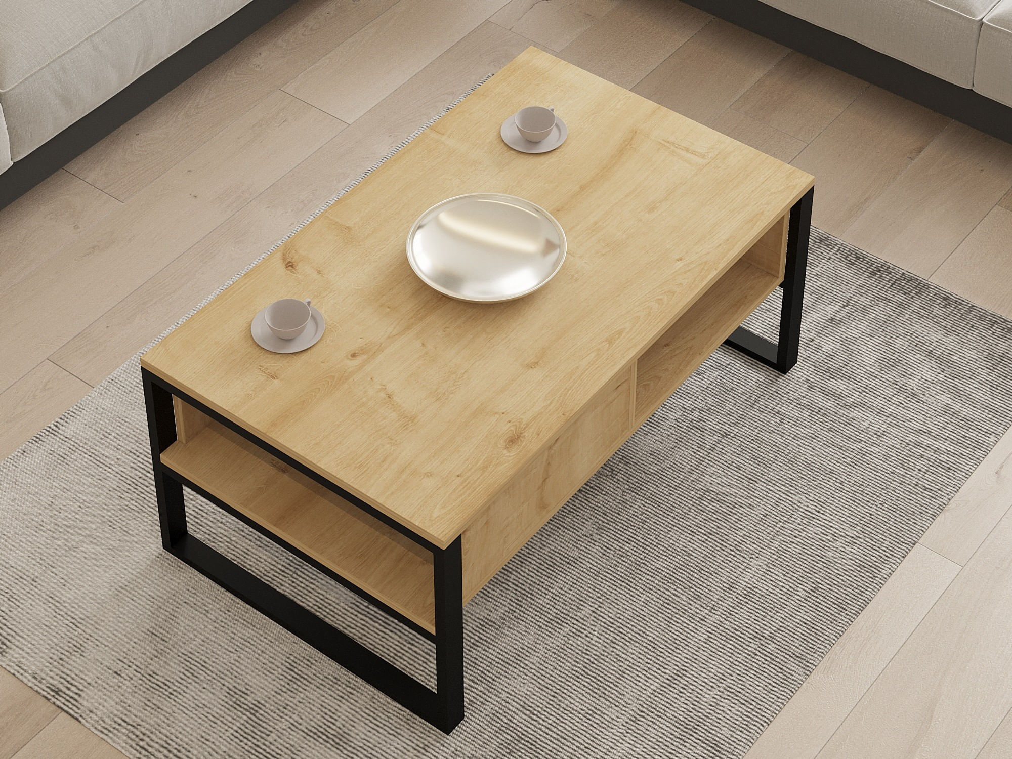 Masuta de cafea, Hanah Home, pal melaminat, stejar safir, 100x44x60 cm — imaginea 4