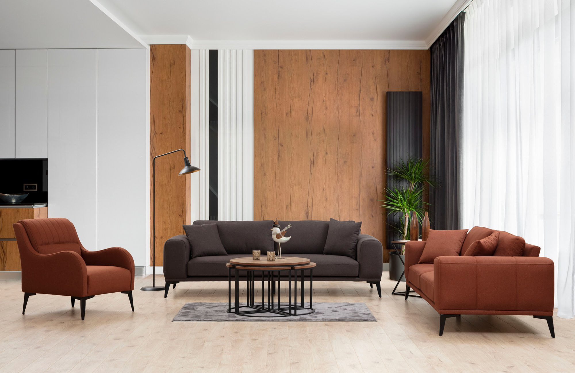 Fotoliu, Atelier Del Sofa, lemn fag si pal, rosu tigla, 70x90x88 cm — imaginea 4