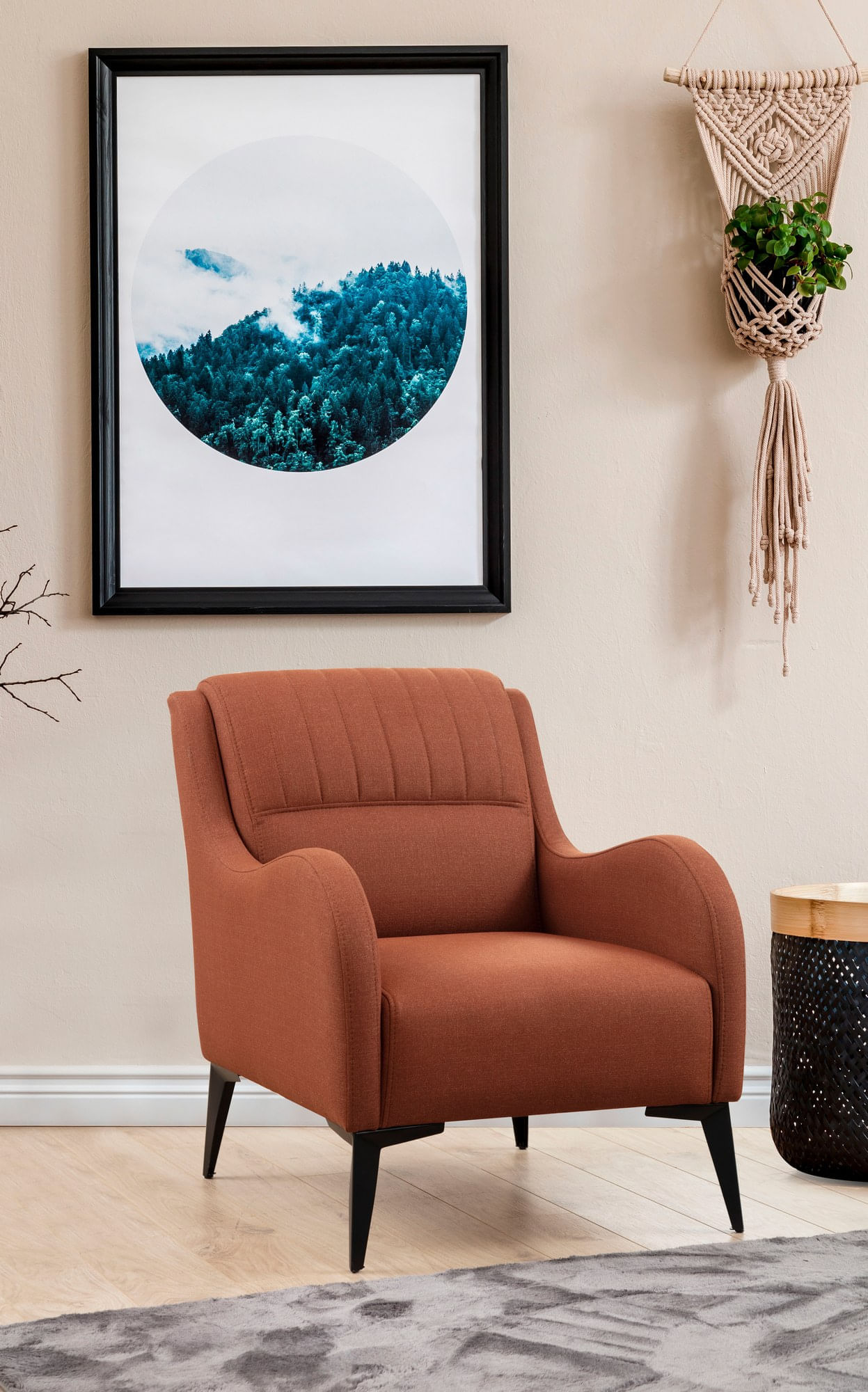 Fotoliu, Atelier Del Sofa, lemn fag si pal, rosu tigla, 70x90x88 cm — imaginea 5