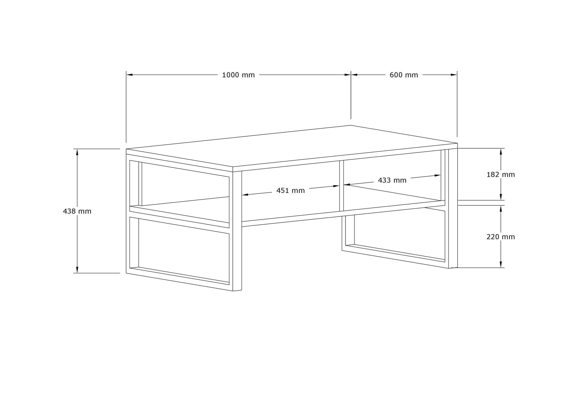 Masuta de cafea, Hanah Home, pal melaminat, stejar safir, 100x44x60 cm — imaginea 6